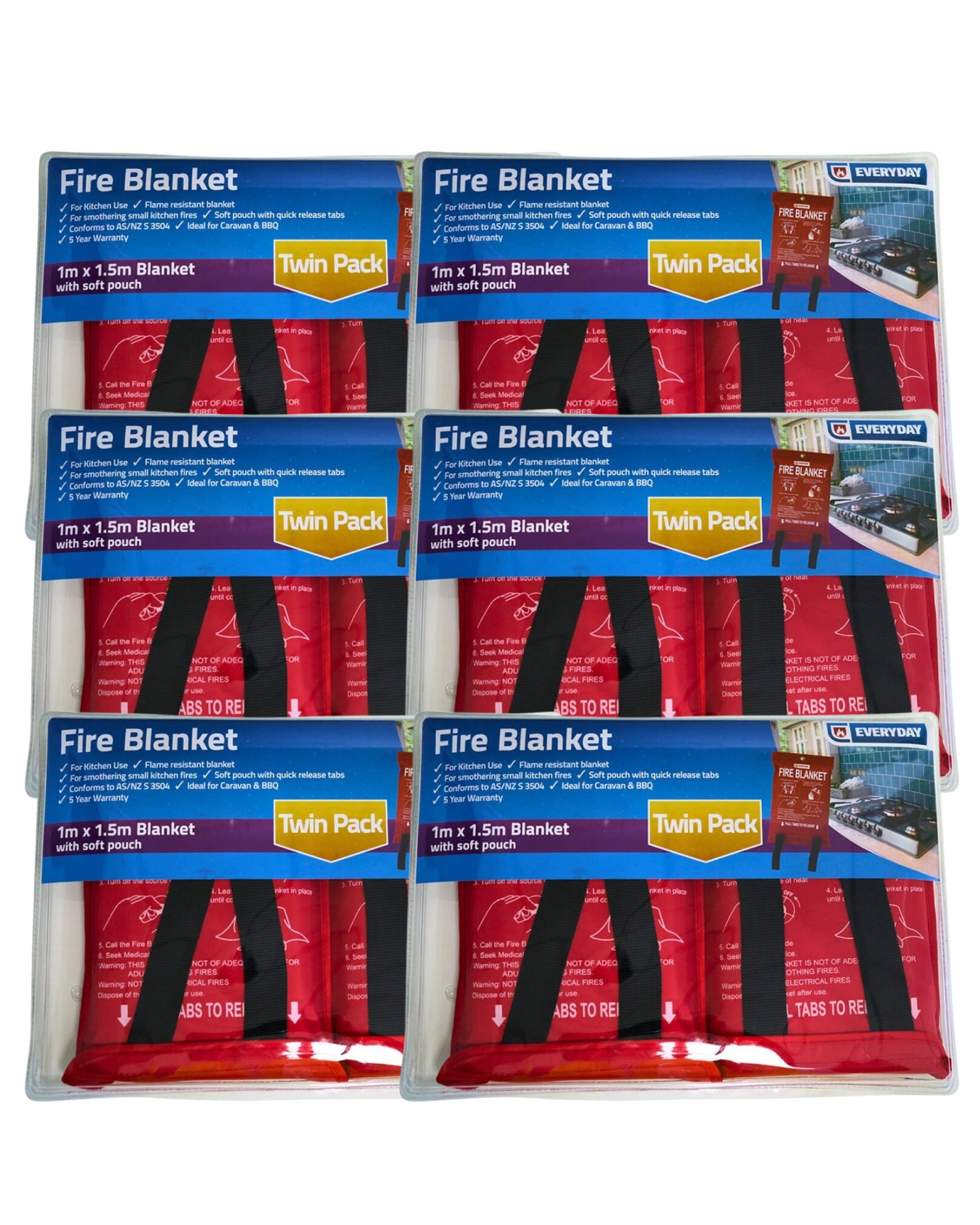 1 BR Home 12x Everyday Fire Blankets (1.5mx1m) w/ Soft Pouch (AS/NSZ 3504) Bulk Box, 1 of 1