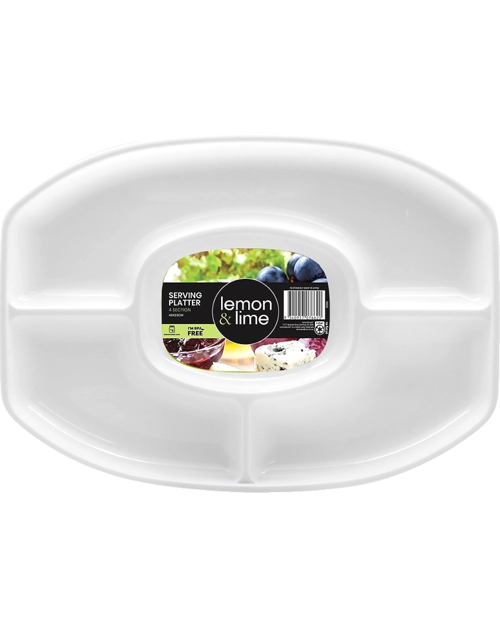 1 United Living Serving Platter 4 Section Oval 46cm - White, 1 of 3