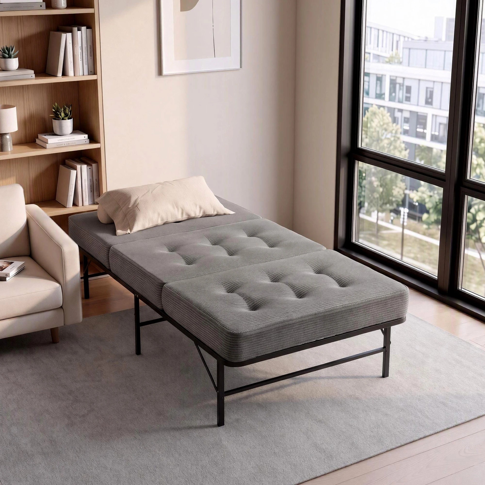 8 Giselle Bedding Folding Bed with Mattress Metal Frame Guest Bed 15cm Foam Foldable - Single Bed - Multi, 8 of 9