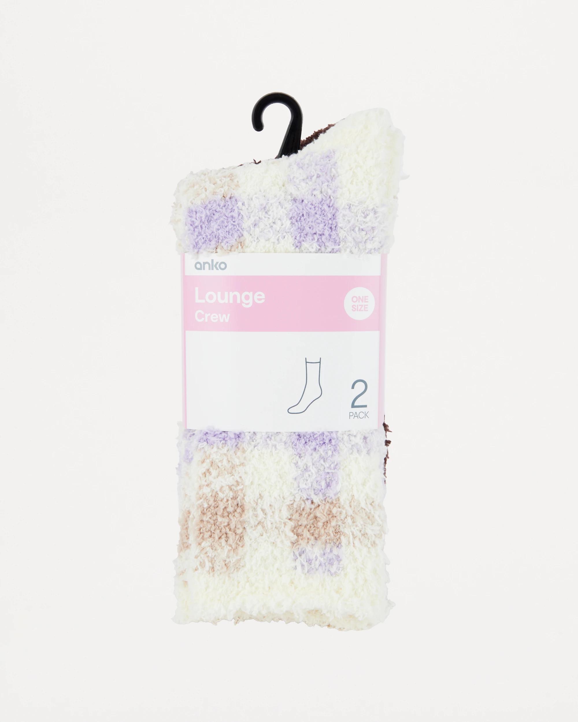 3 2 Pack Plush Home Socks Check, 3 of 3