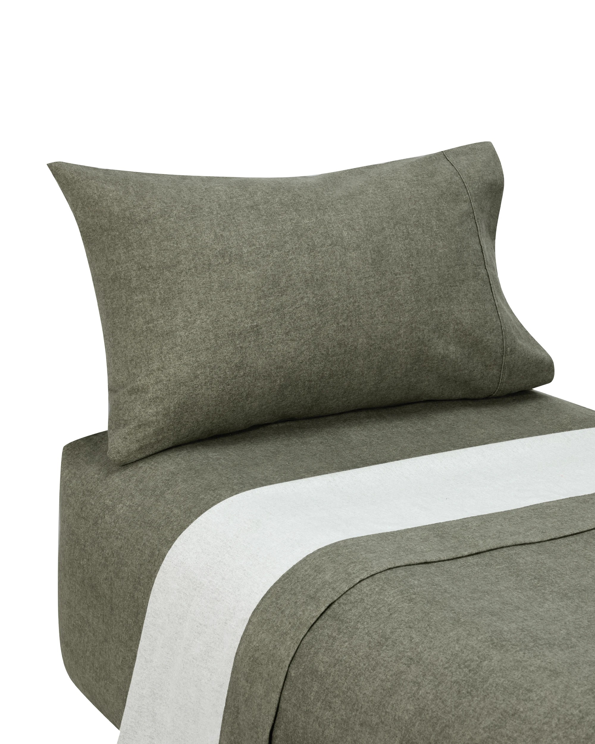 5 Marle Cotton Flannelette Sheet Set - Single Bed, Green, 5 of 7