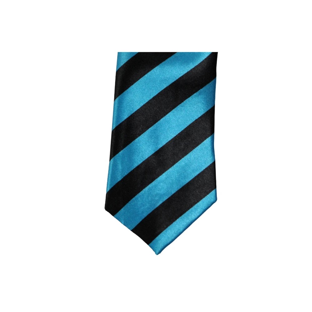 4 Zasel Mens Ocean Blue & Black Thick Striped 5cm Skinny Neck Tie - Multi, 4 of 4