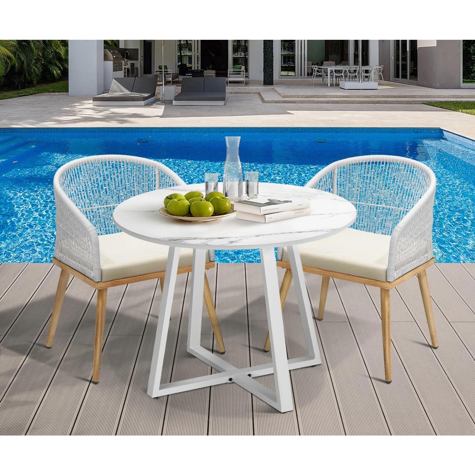 5 Livsip 3pcs Outdoor Dining Setting Table And Chairs Patio Furniture Bistro Set
 - Multi, 5 of 9