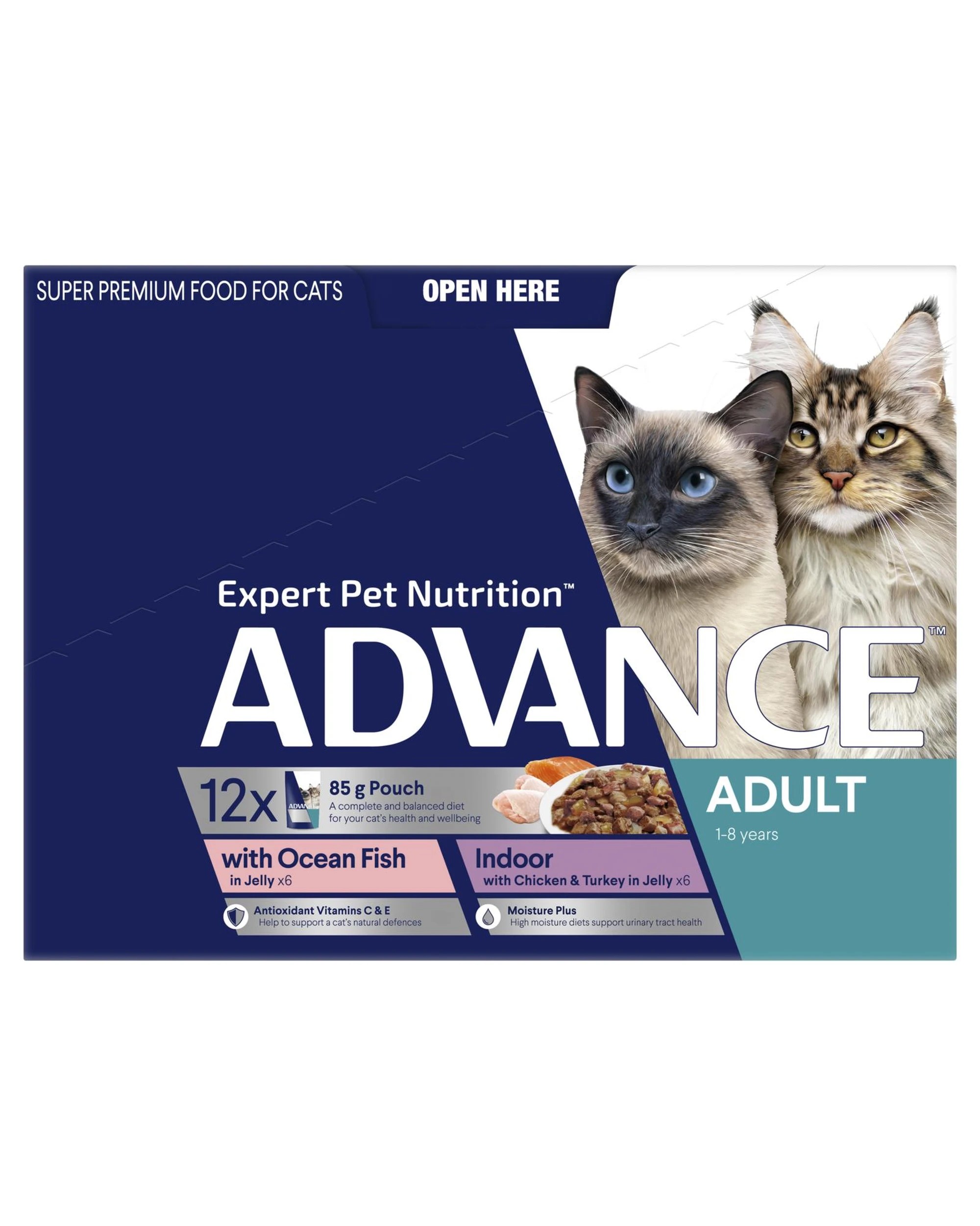 3 Advance Adult 1+ Wet Cat Food w/ Ocean Fish & Chicken & Turkey in Jelly 12 x 85g, 3 of 3