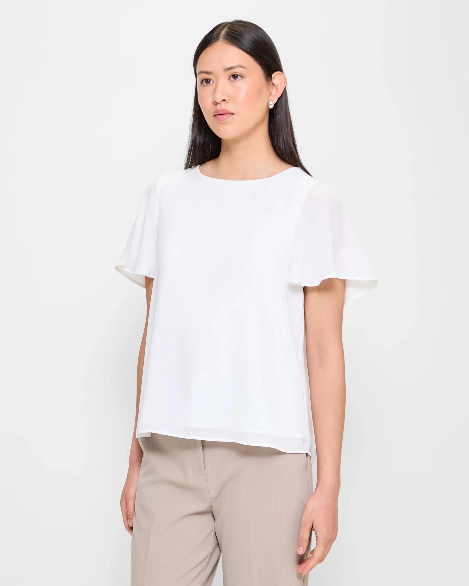3 Preview Ella Crew Neck Blouse WHITE, 3 of 5