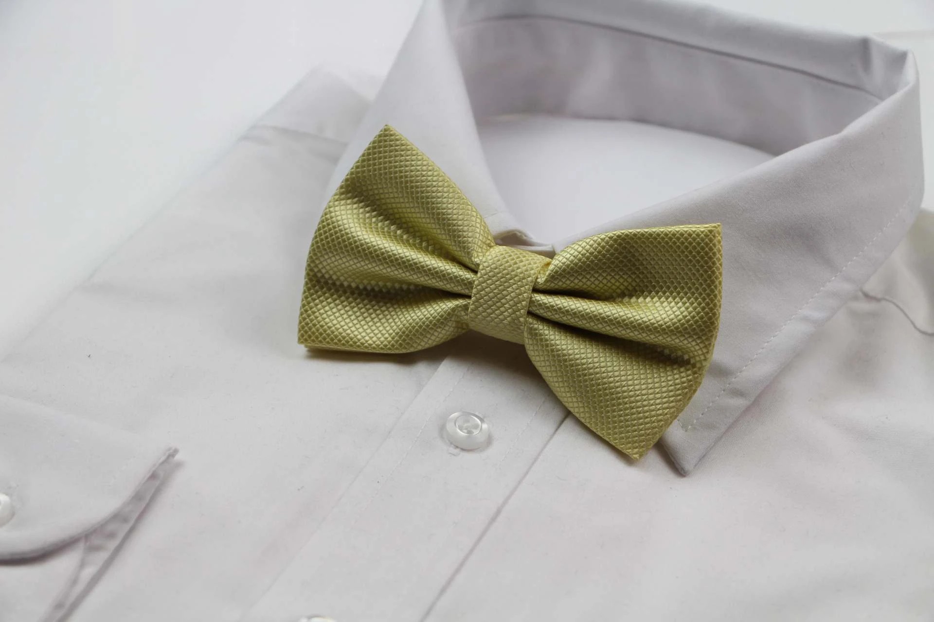 4 Zasel Mens Honey Yellow Plain Coloured Checkered Bow Tie - Yellow, 4 of 5