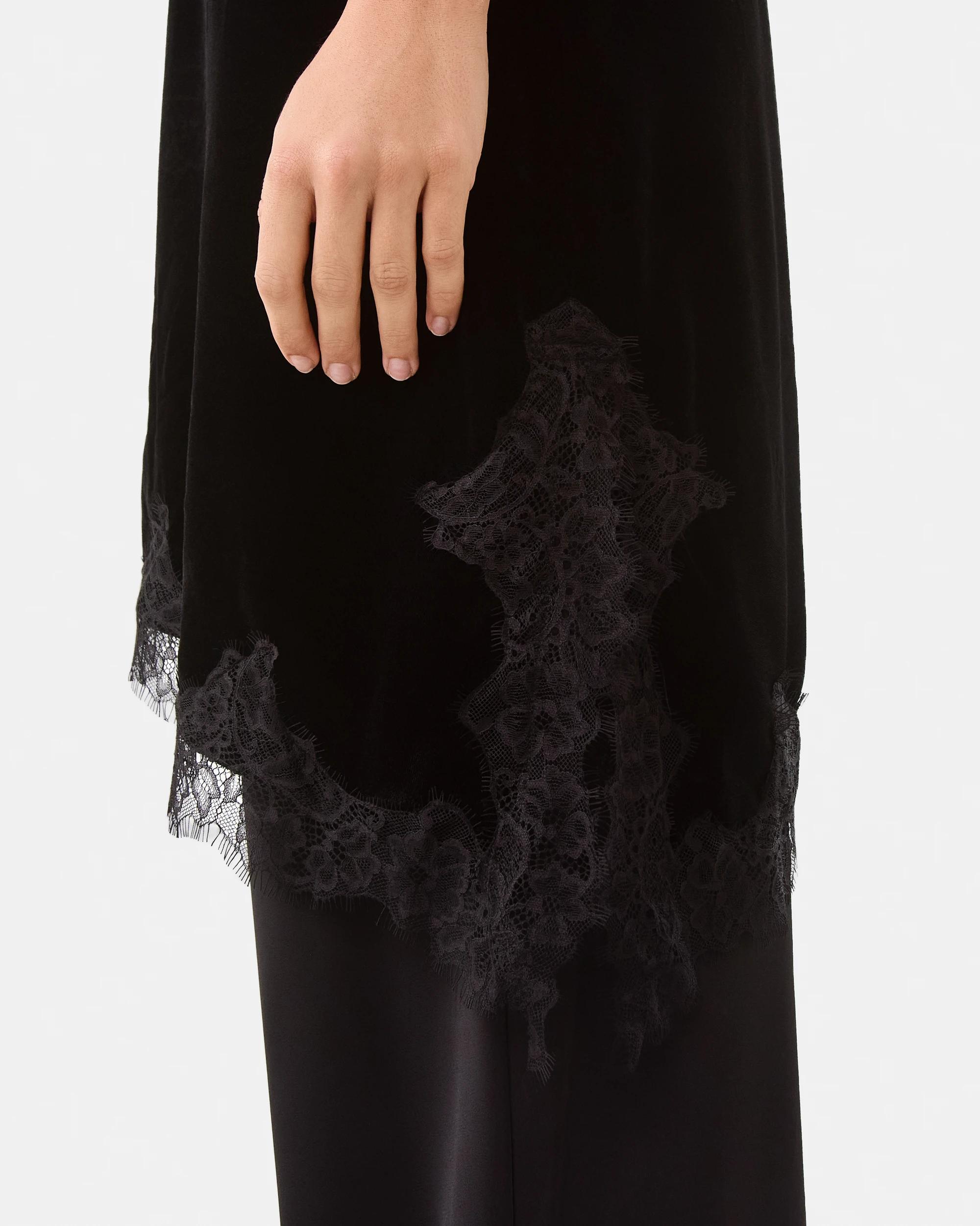 8 Sleeveless Velvet Lace Asymmetrical Mini Dress Black, 8 of 10
