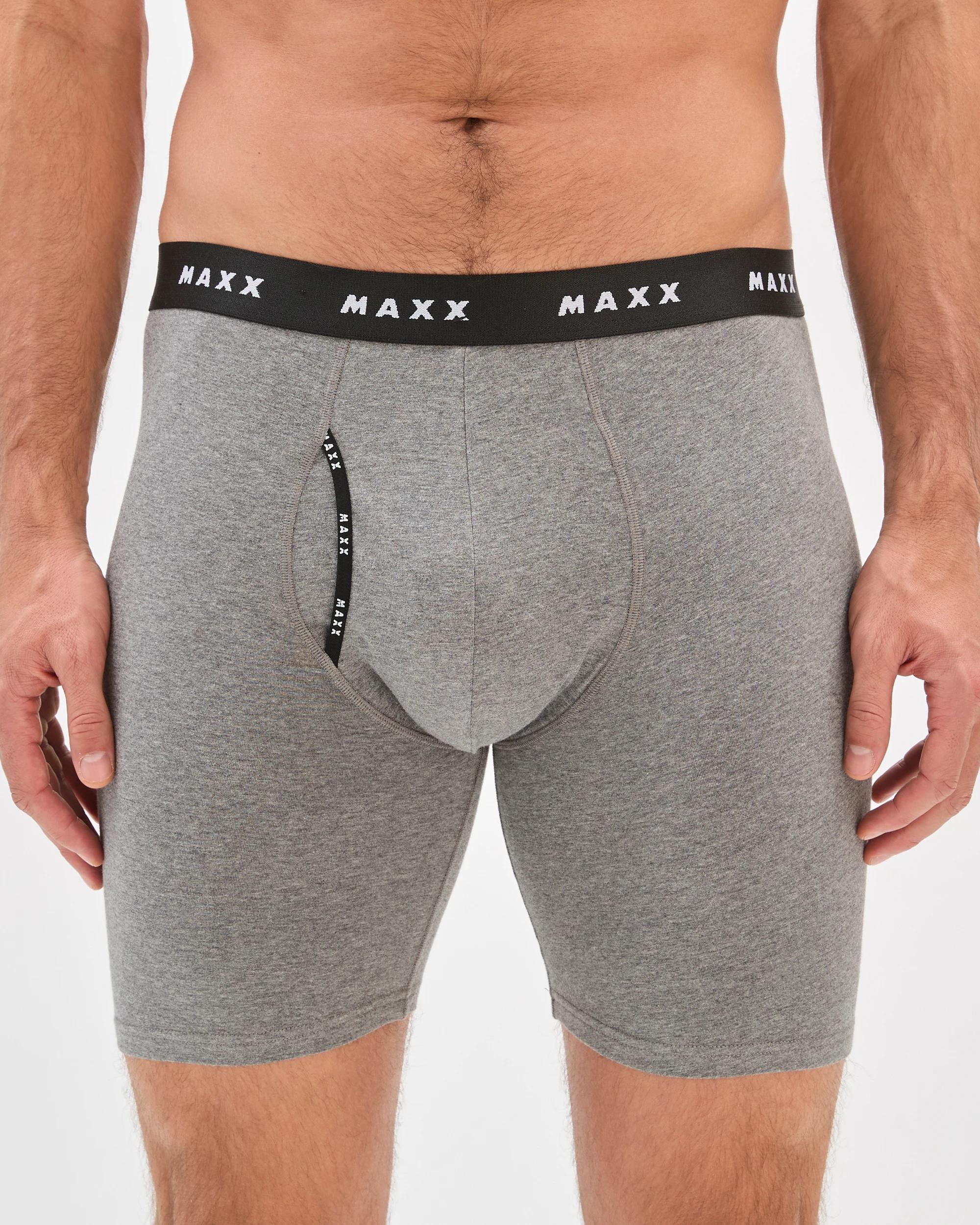 2 Maxx Australian Cotton Long Length Trunks GREY MARLE, 2 of 3