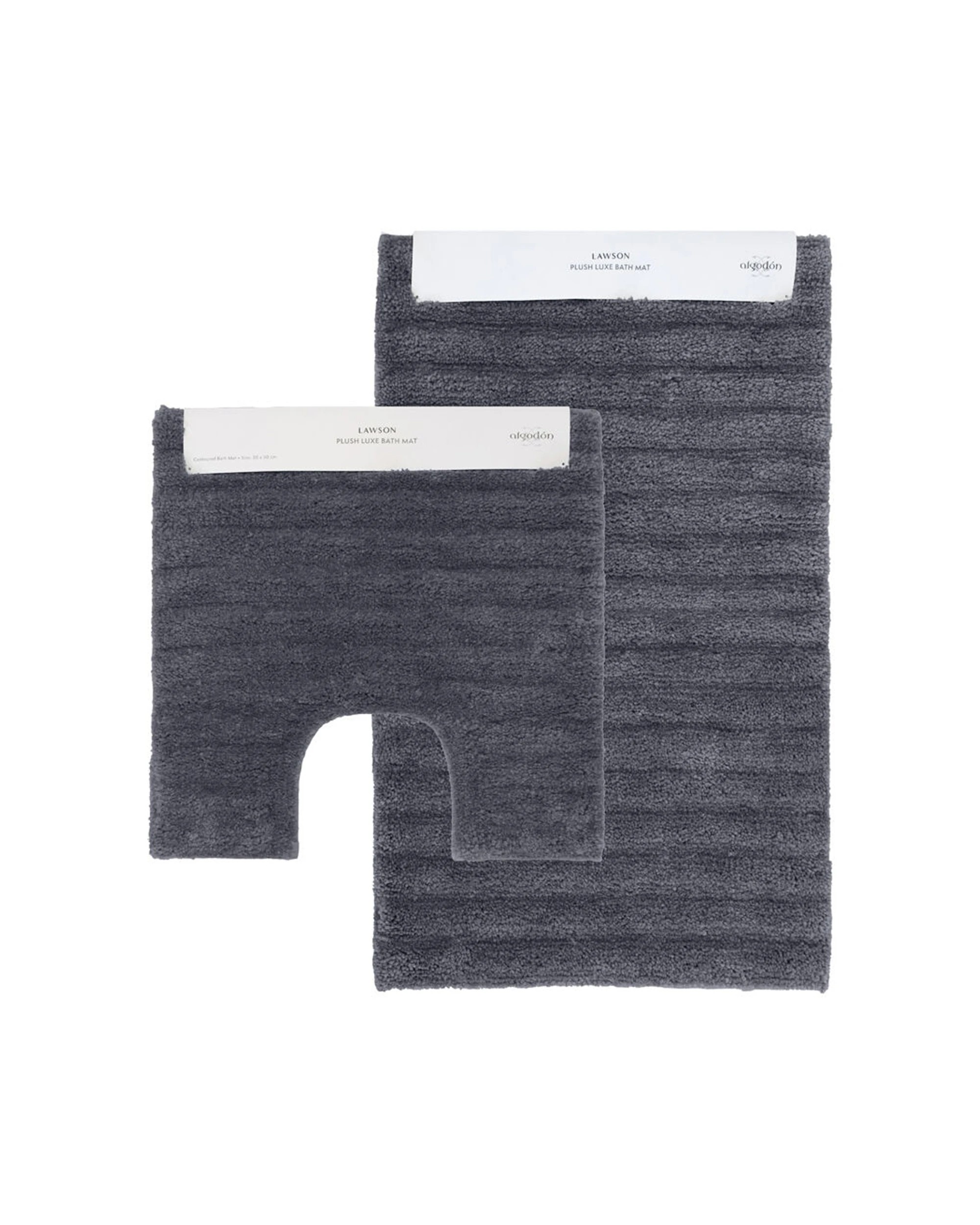 1 Algodon 2pc Lawson Plush Luxe Non-Slip Bathroom Floor Mat Set Ebony - Black, 1 of 1