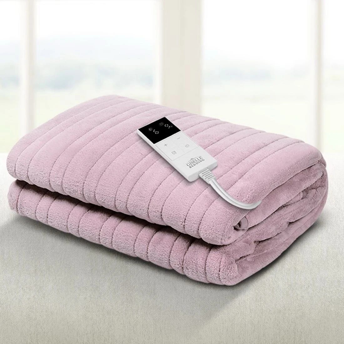 1 Giselle Electric Throw Rug Heated Blanket Fleece - Pink, 1 of 10