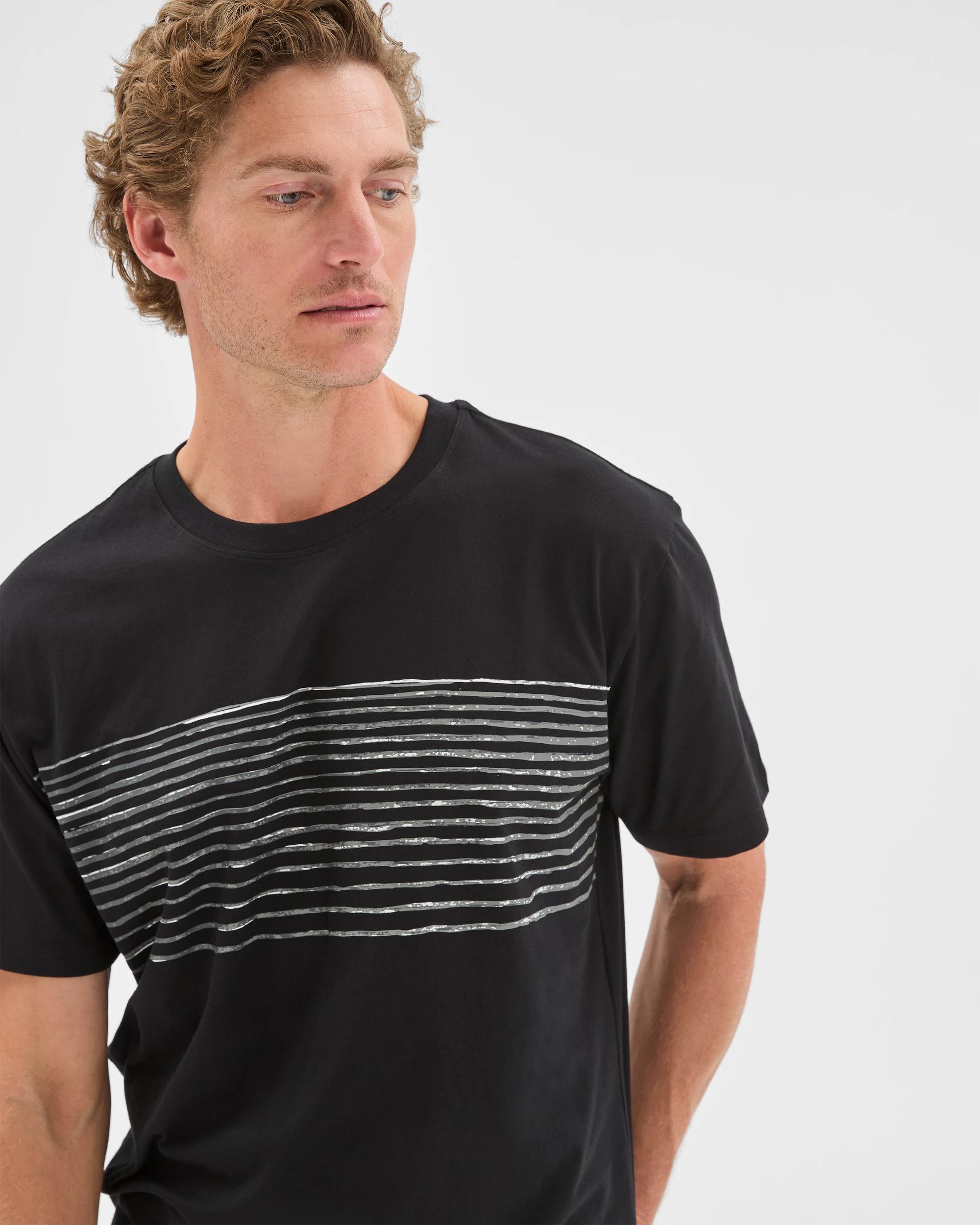3 Target Man Australian Cotton Frequency Print T-Shirt BLACK, 3 of 6