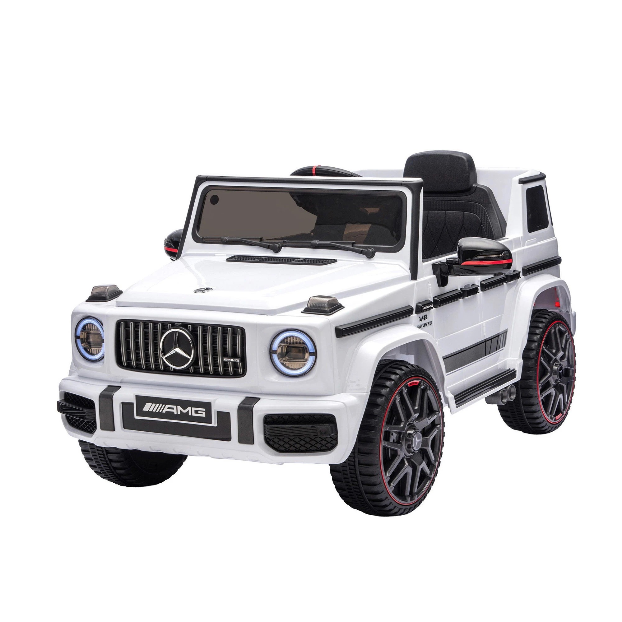 1 Mercedes-Benz 12V Kids Electric Ride On Car G63 Toy Cars Remote Control Horn Music - White, 1 of 5