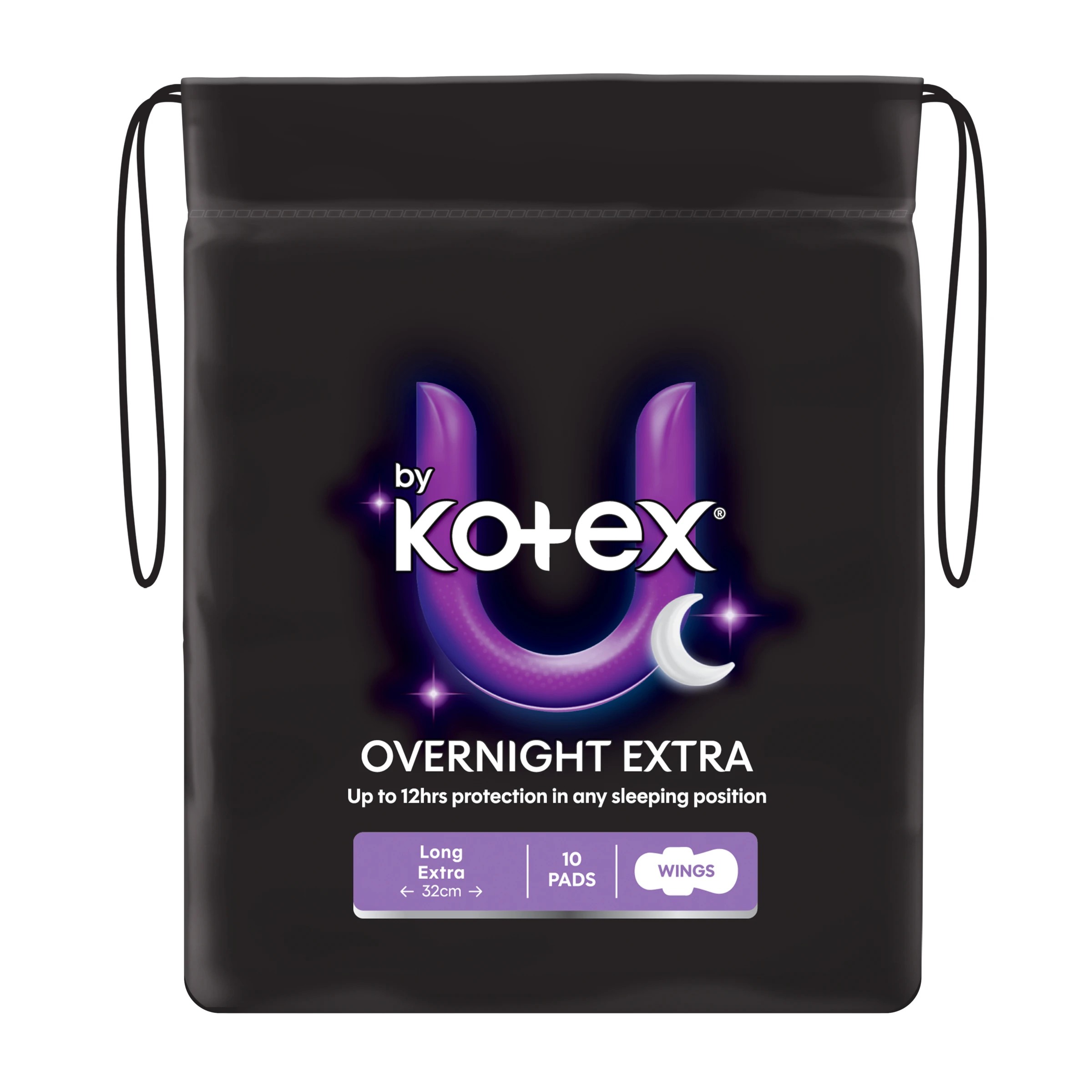 2 U by Kotex 10 Pack Extra Overnight Pads with Wings, 2 of 10