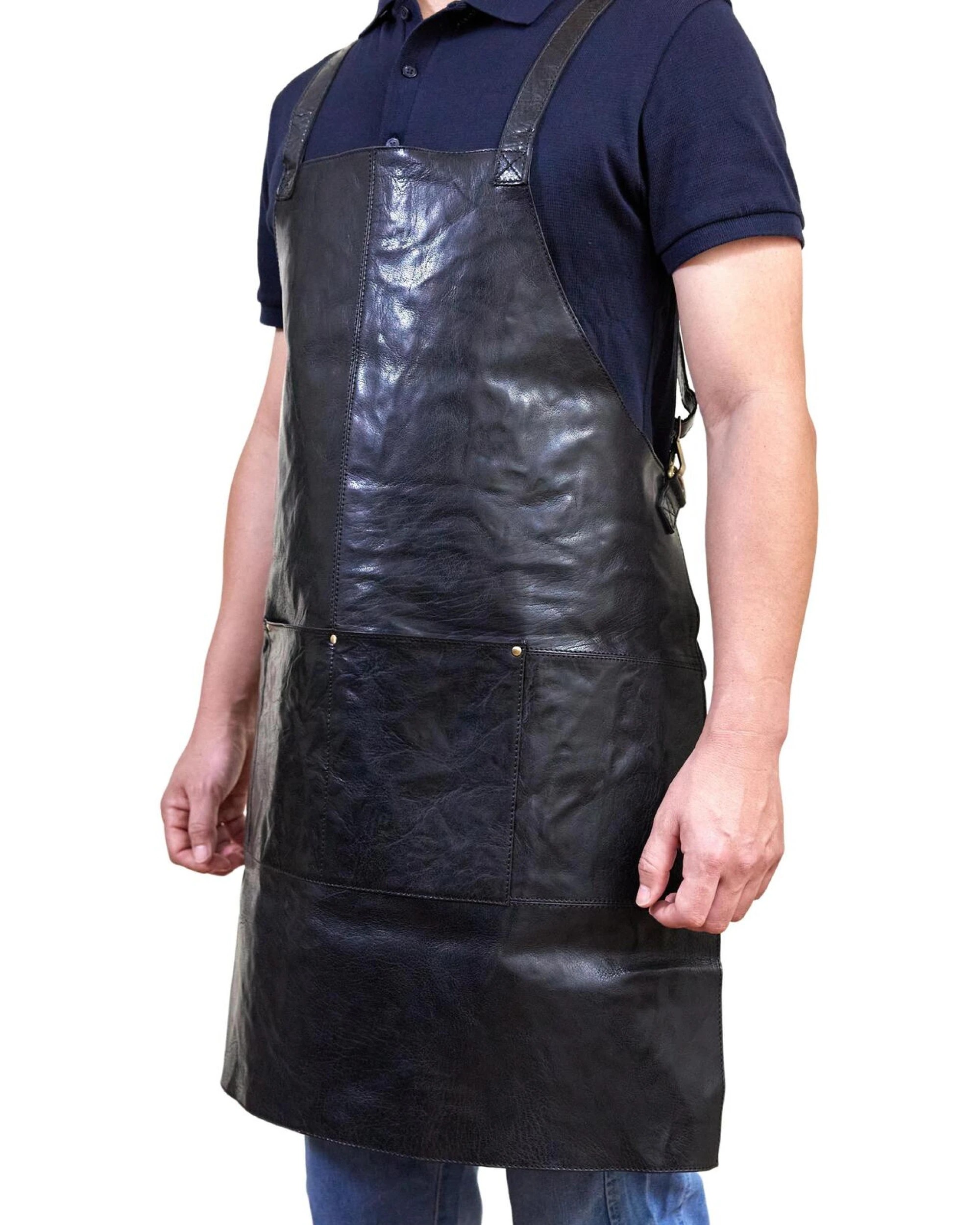 2 Pierre Cardin Professional Leather Apron Butcher Woodwork Hairdressing Barber Chef - Black, 2 of 10