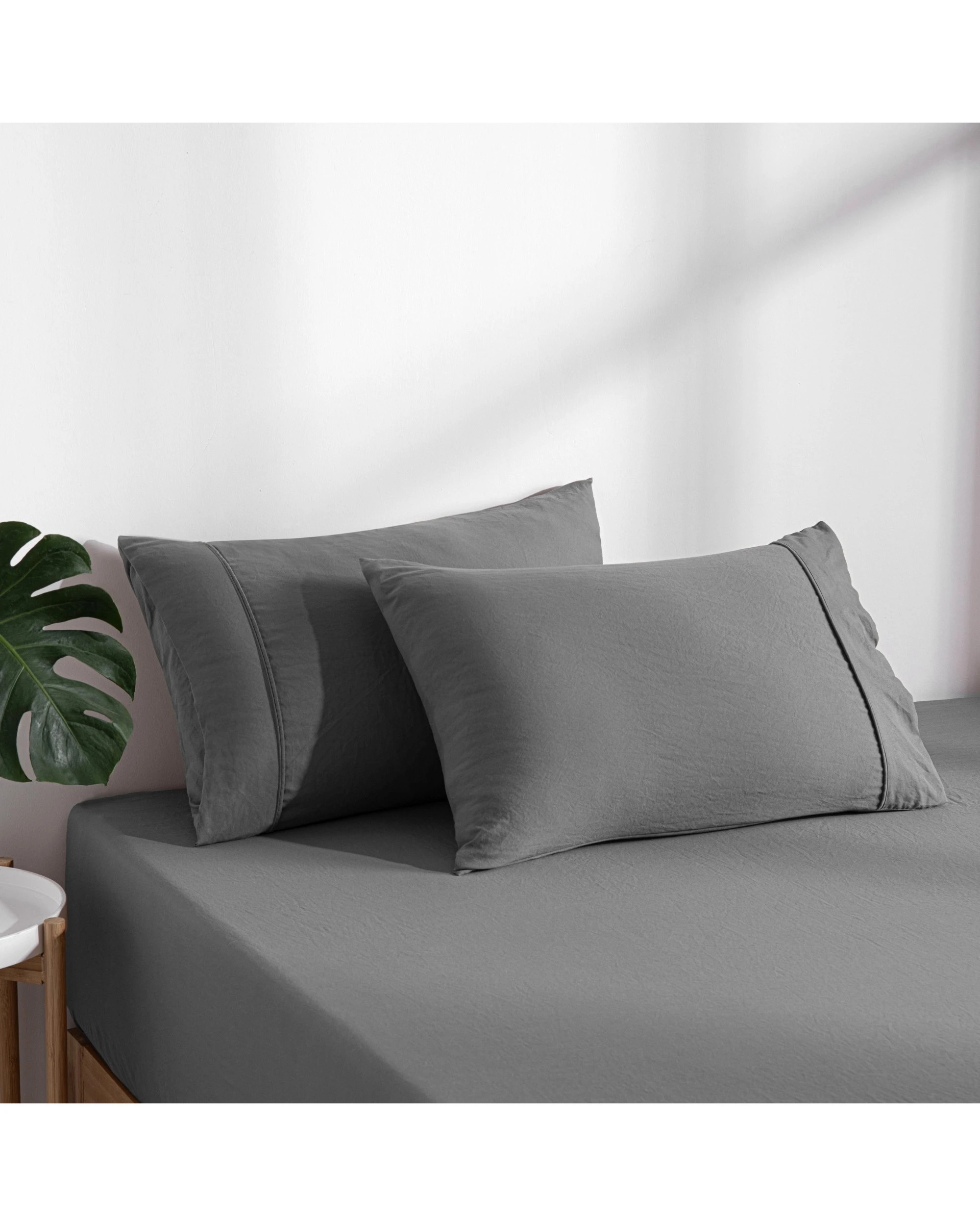 3 Dreamaker Superfine Washed Microfibre Combo Fitted Sheet Set - King Single Bed - Charcoal, 3 of 8