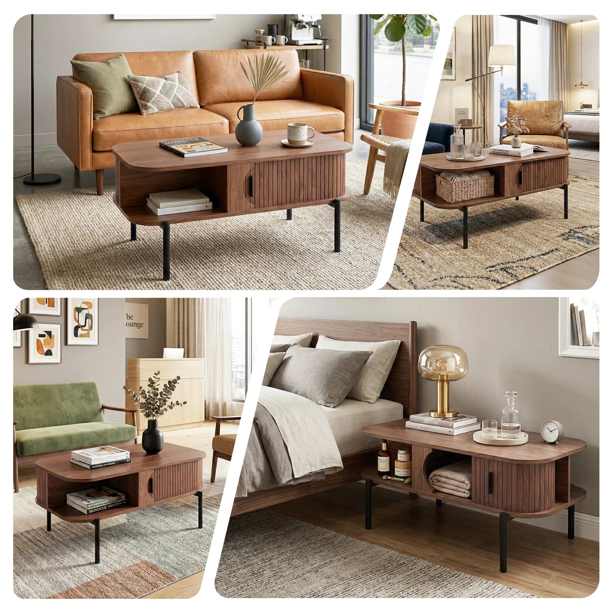 7 Artiss Coffee Table Living Room Center Table Shelf Cabinet - Natural, 7 of 9