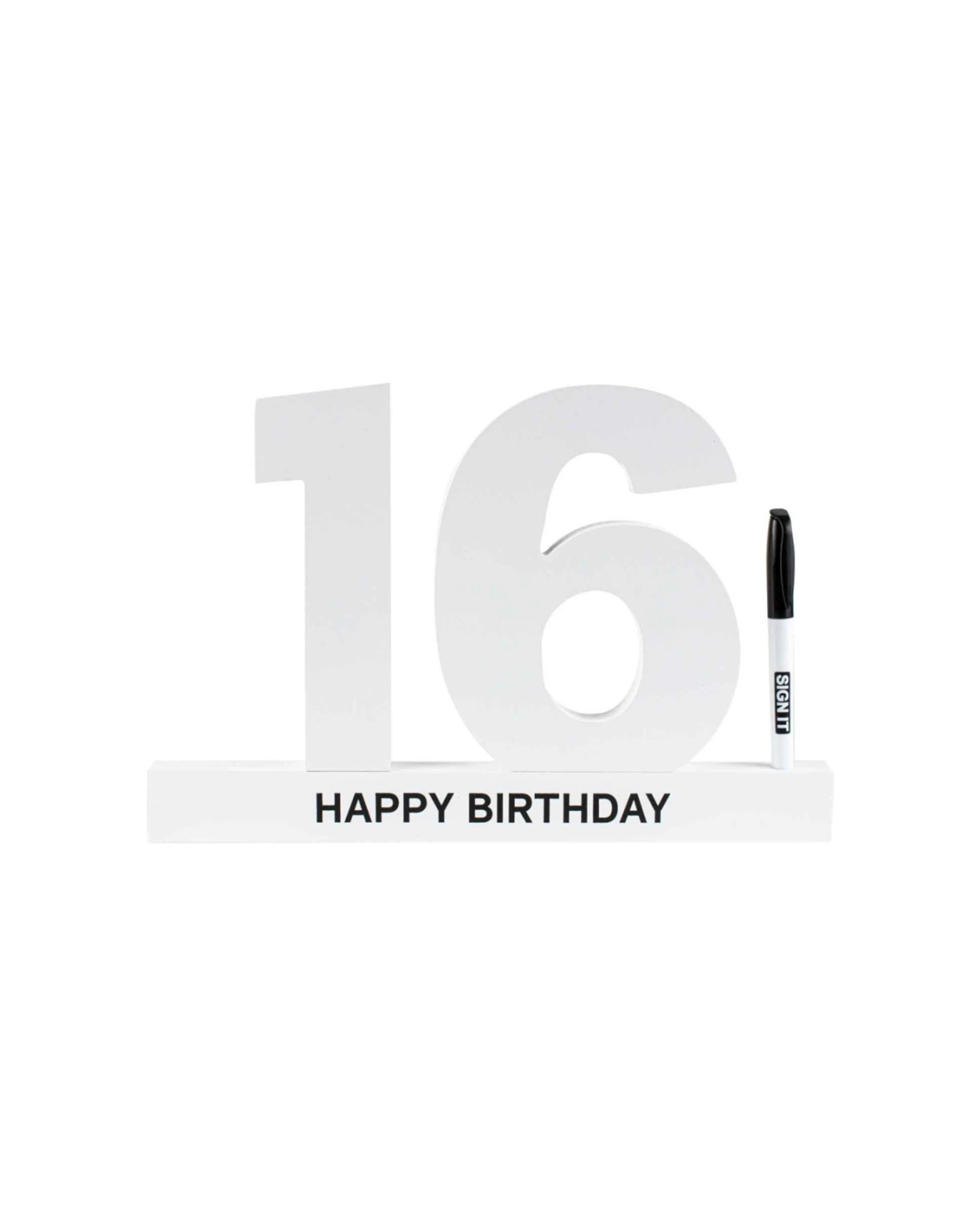 1 LMD Signature Block With Marker Happy 16th Birthday - White, 1 of 1