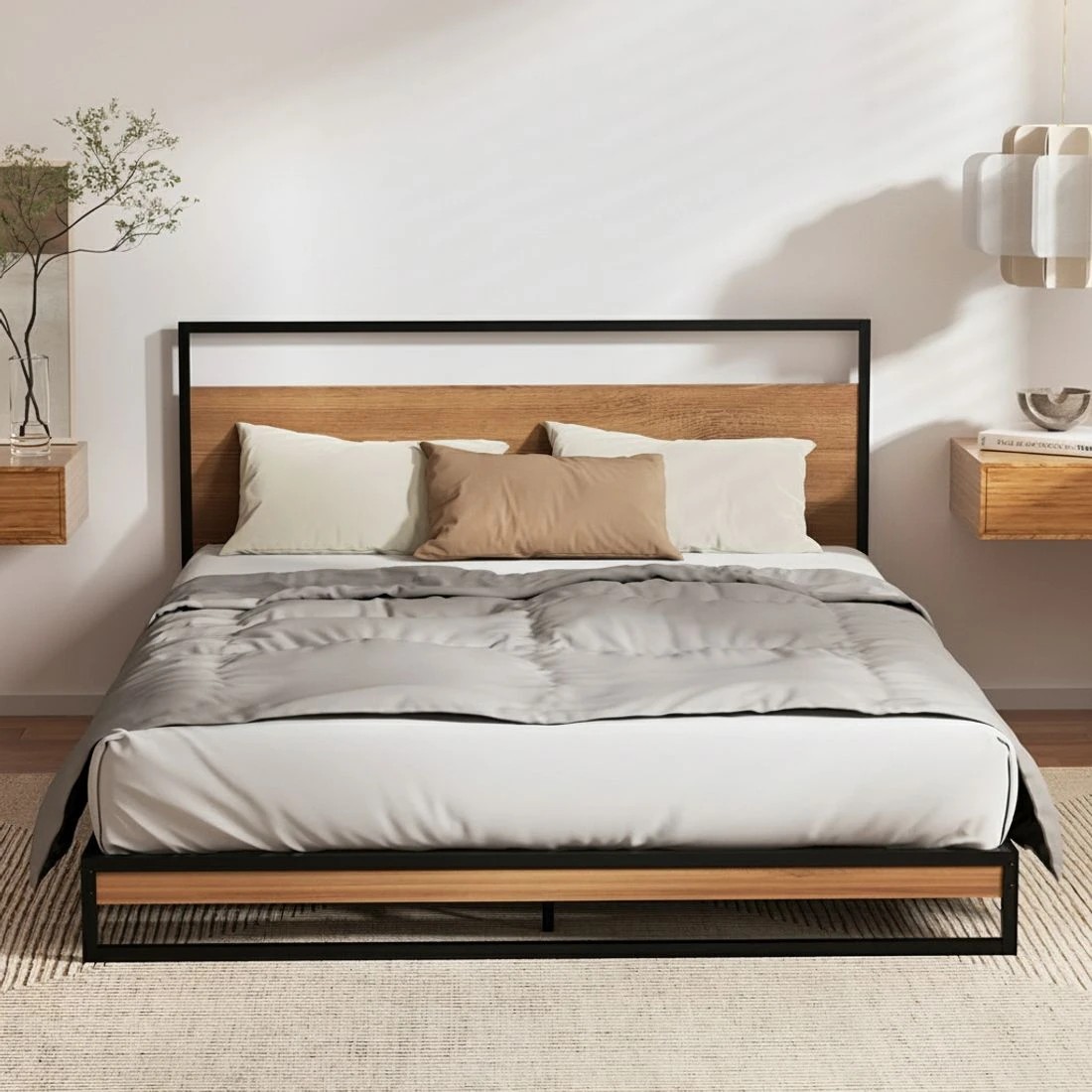4 Artiss Bed Frame Queen Size Metal Frame DANE with Mattress - Multi, 4 of 7