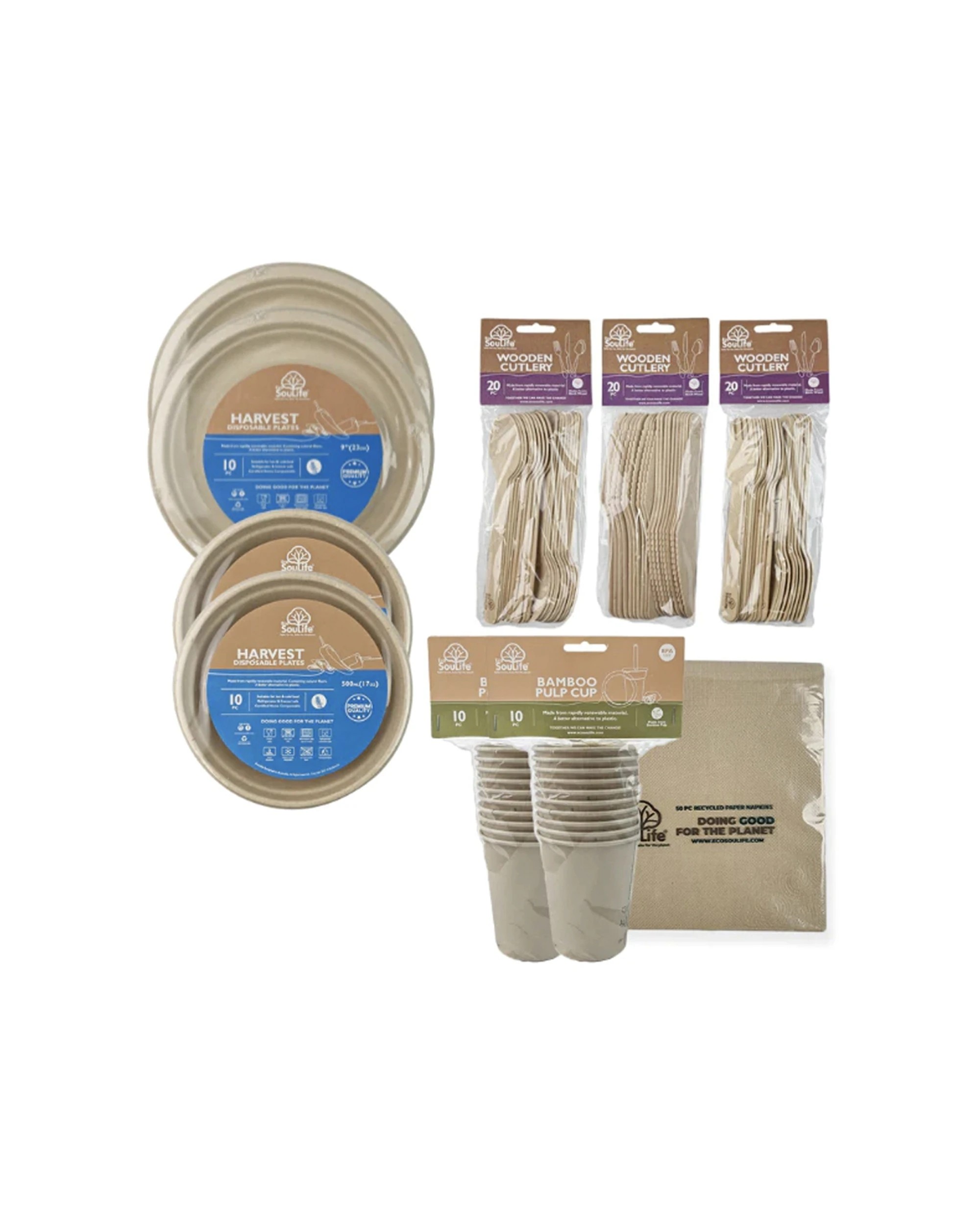 3 170pc Ecosoulife Gather Around The Green Table Cutlery Bowl/plate/cup Bundle
 - Multi, 3 of 3