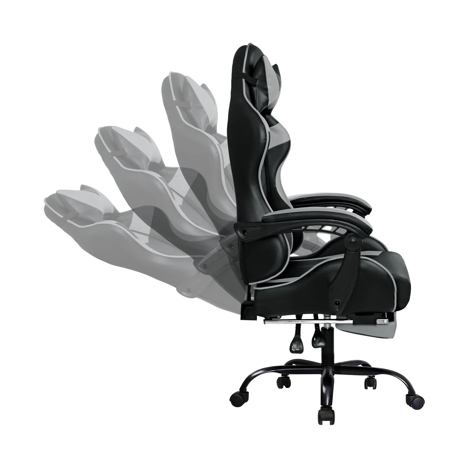 7 Alfordson Gaming Chair Office Executive Racing Footrest Seat PU Leather - Grey, 7 of 10