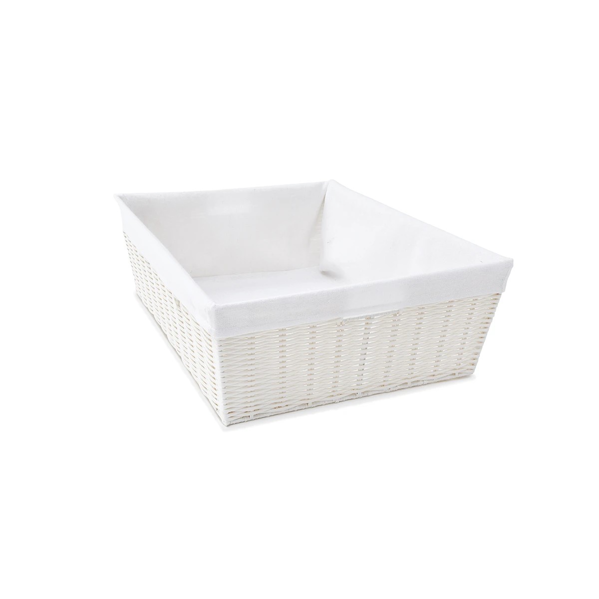 7 Rattan Look Basket with Liner - Flat, White, 7 of 7
