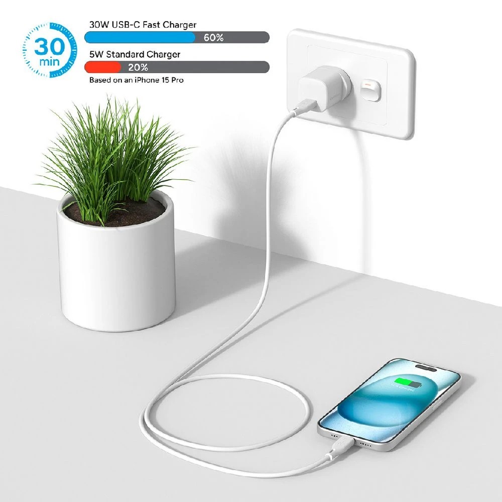 5 Comsol 30W USB-C Wall Charger with Cable White, 5 of 6