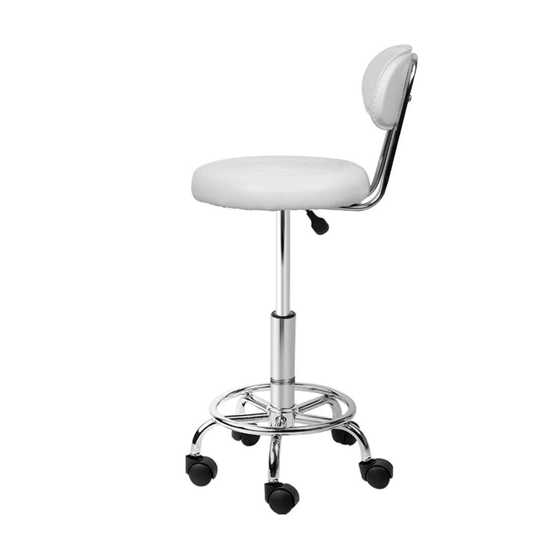 1 Artiss 2x Salon Stool Swivel Chair Backrest - White, 1 of 4