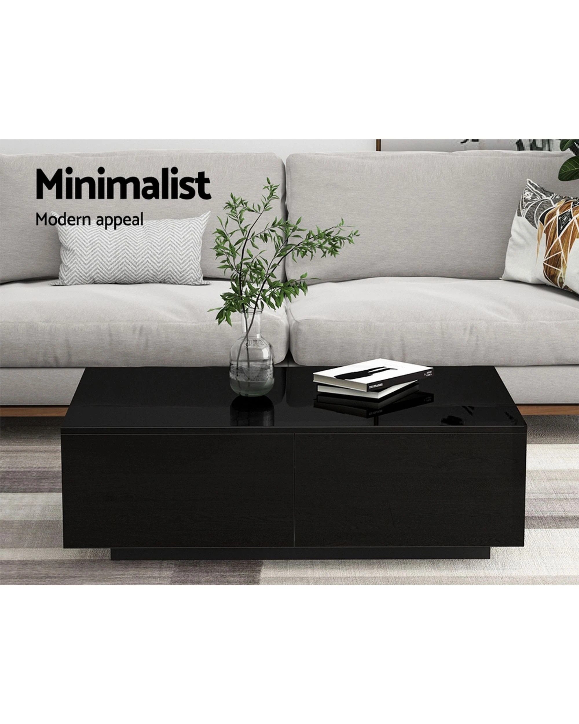 2 Artiss Coffee Table 4 Drawers  Trevi - Black, 2 of 8