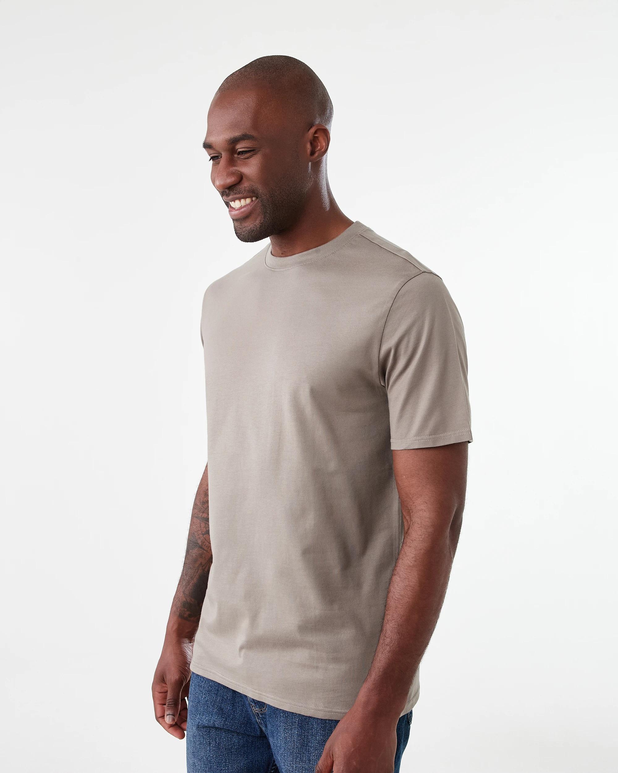 2 Australian Cotton Crew Neck T-shirt DRIFT BROWN, 2 of 5