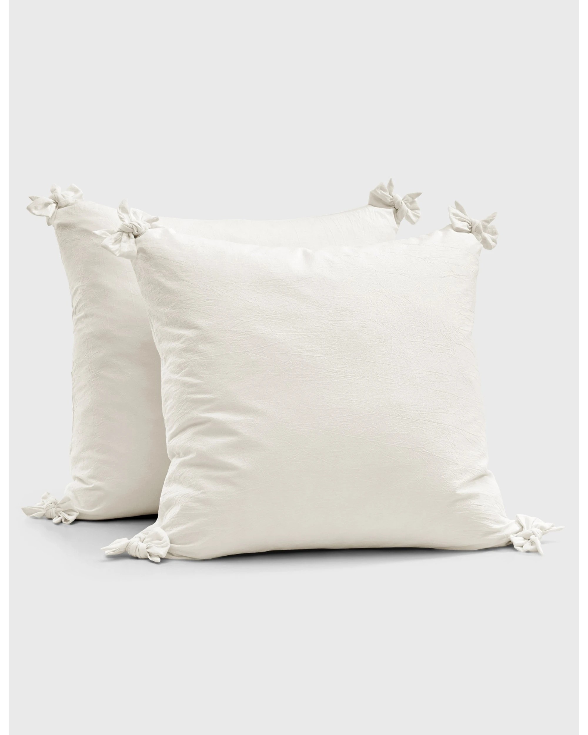 1 Dreamaker Bonnie Washed Cotton European Pillowcase with Bows Twin Pack 65x65cm - White, 1 of 7