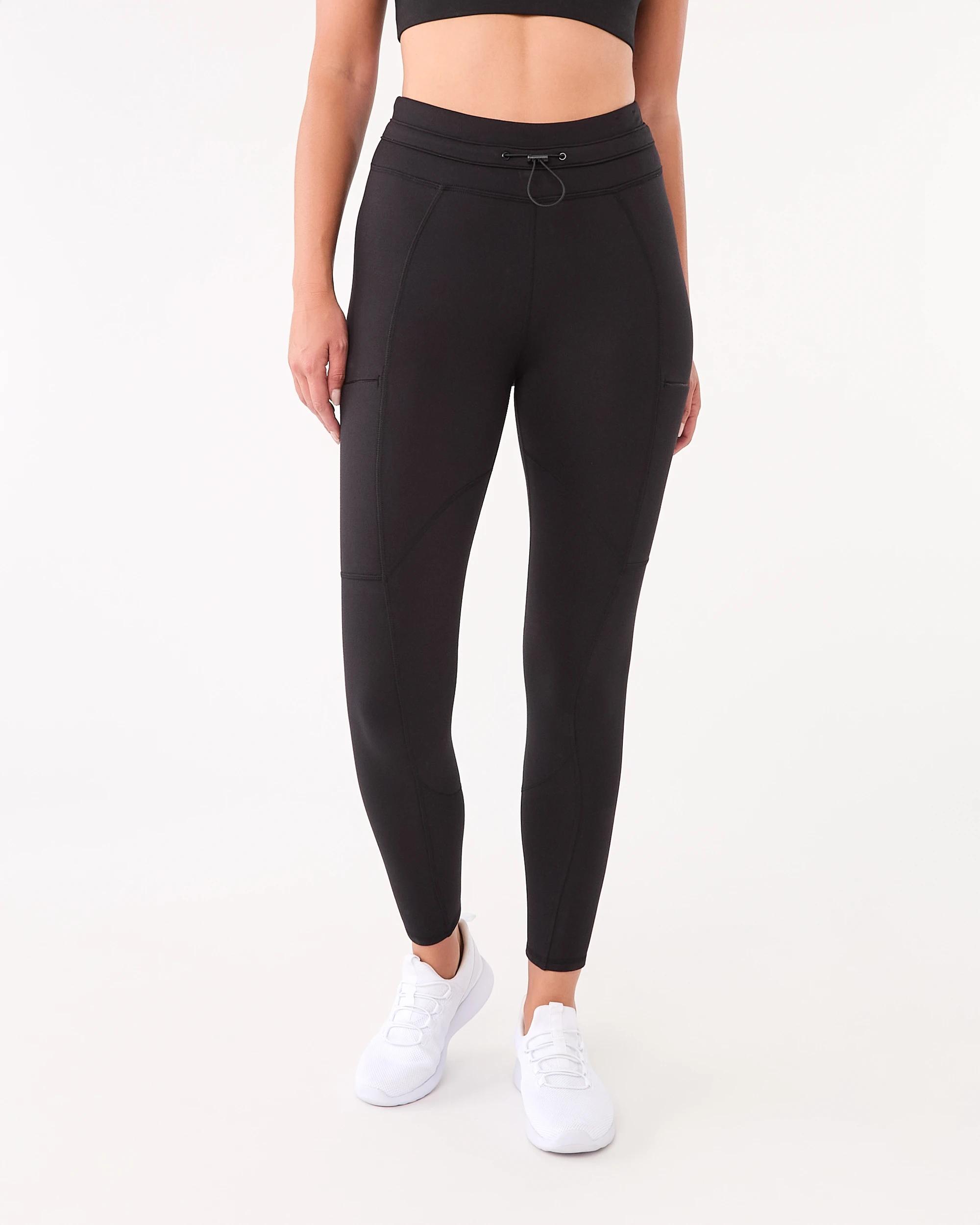 1 Active Womens Out Fleece Zip Leggings Black, 1 of 6