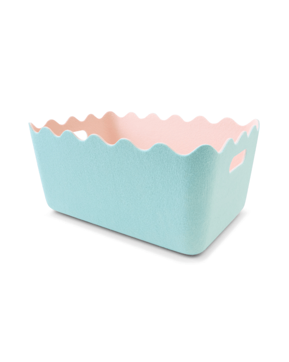 Two Tone Wave Felt Basket - Blue