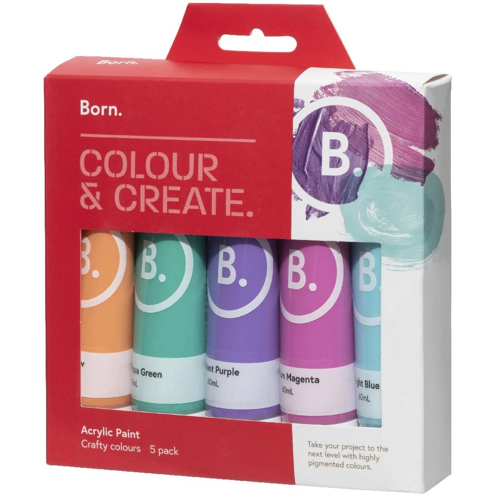 4 Born Acrylic Paints 60mL 5 Pack Crafty Colours, 4 of 6