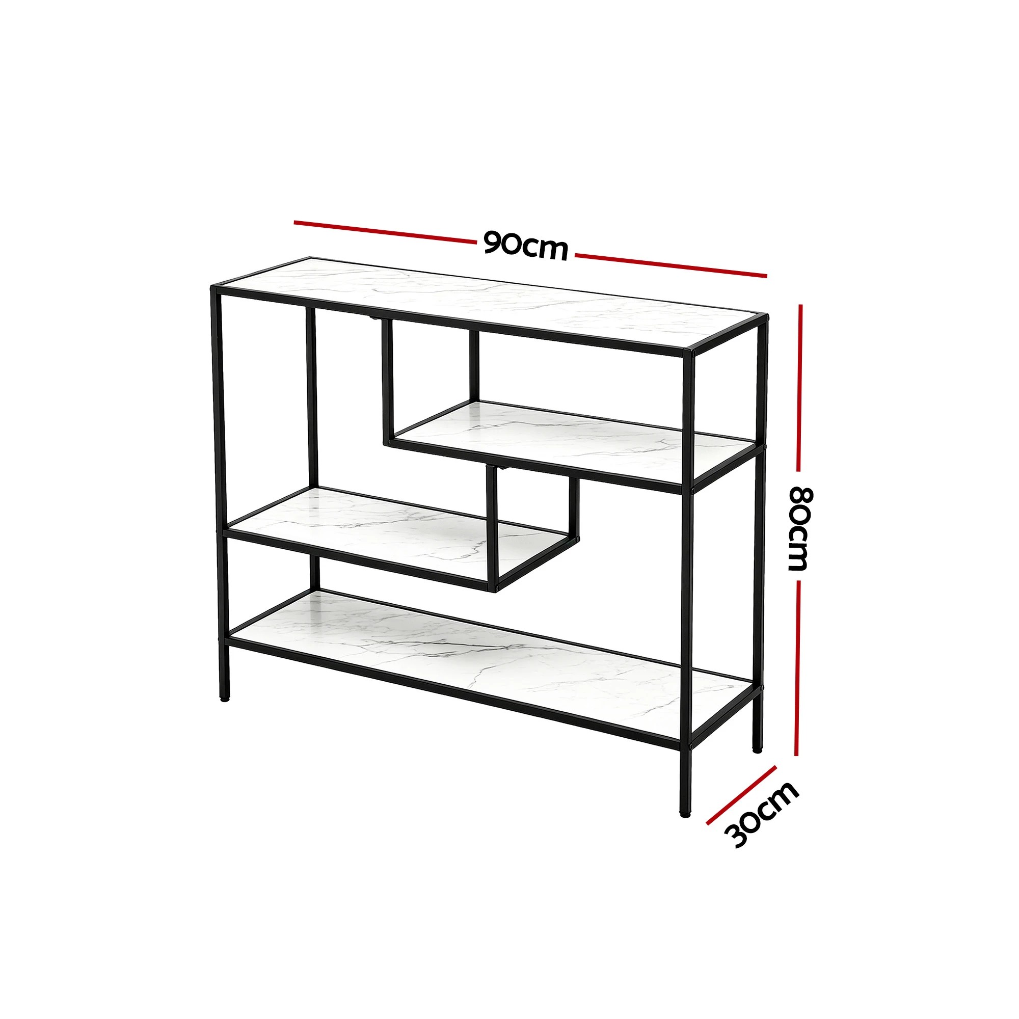 3 Artiss Console Table Entryway Hallway Marble Effect 4-Tier Storage Shelves - Black, 3 of 10