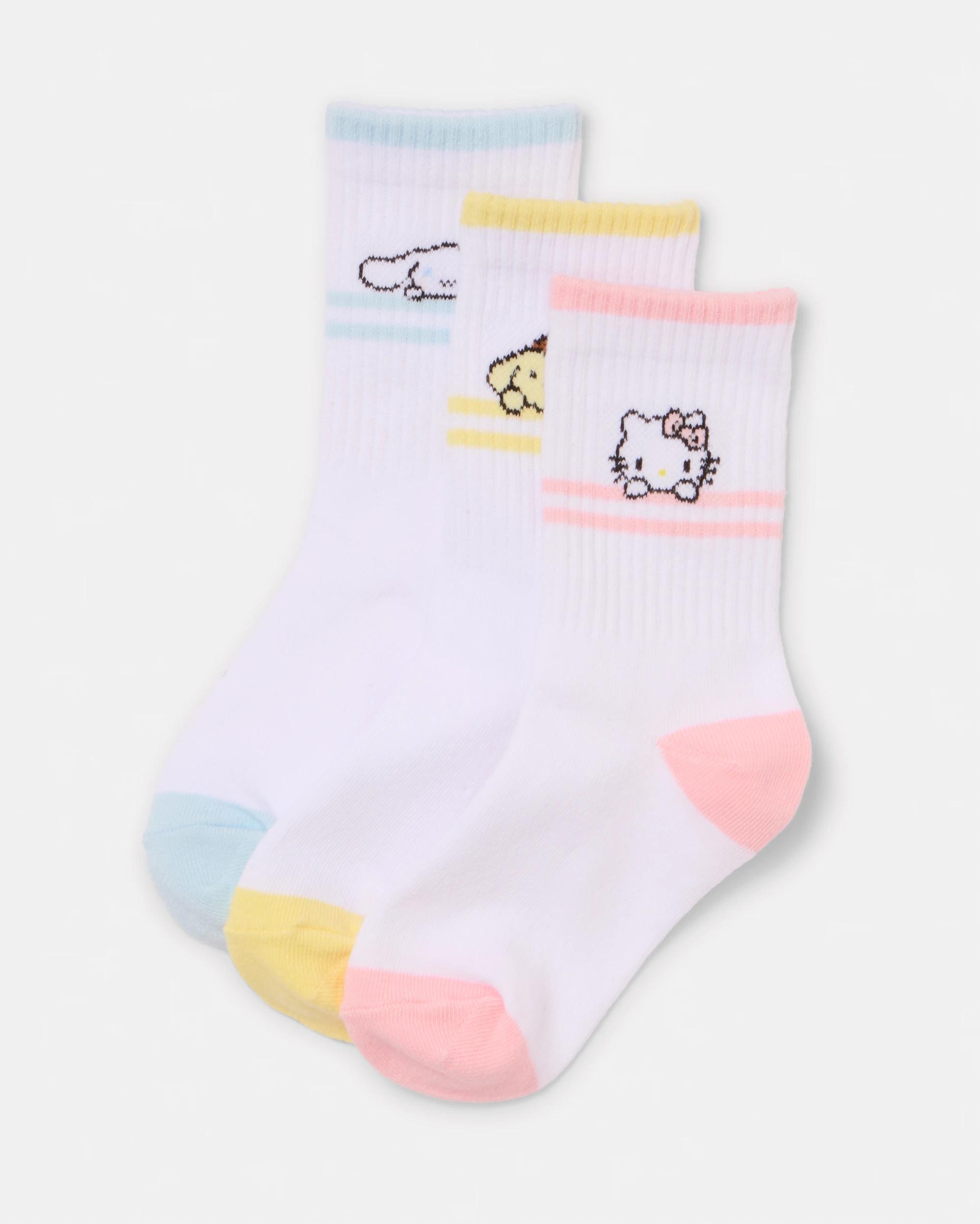 1 3 Pack Hello Kitty & Friends License Crew Socks Hk Friends, 1 of 3