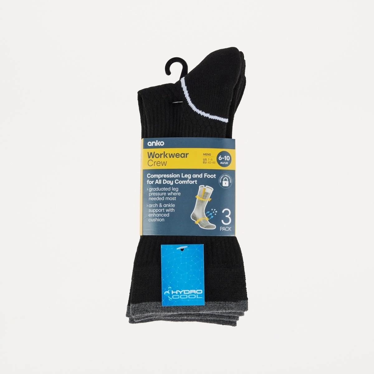 3 3 Pack Compression Crew Socks COMP BLACK, 3 of 3