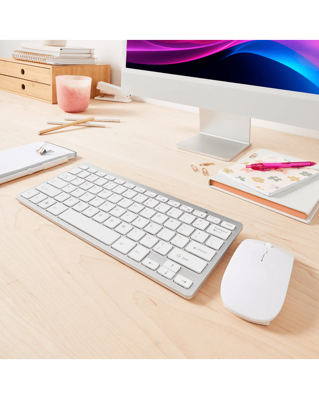 Wireless Keyboard and Mouse Combo - White and Si