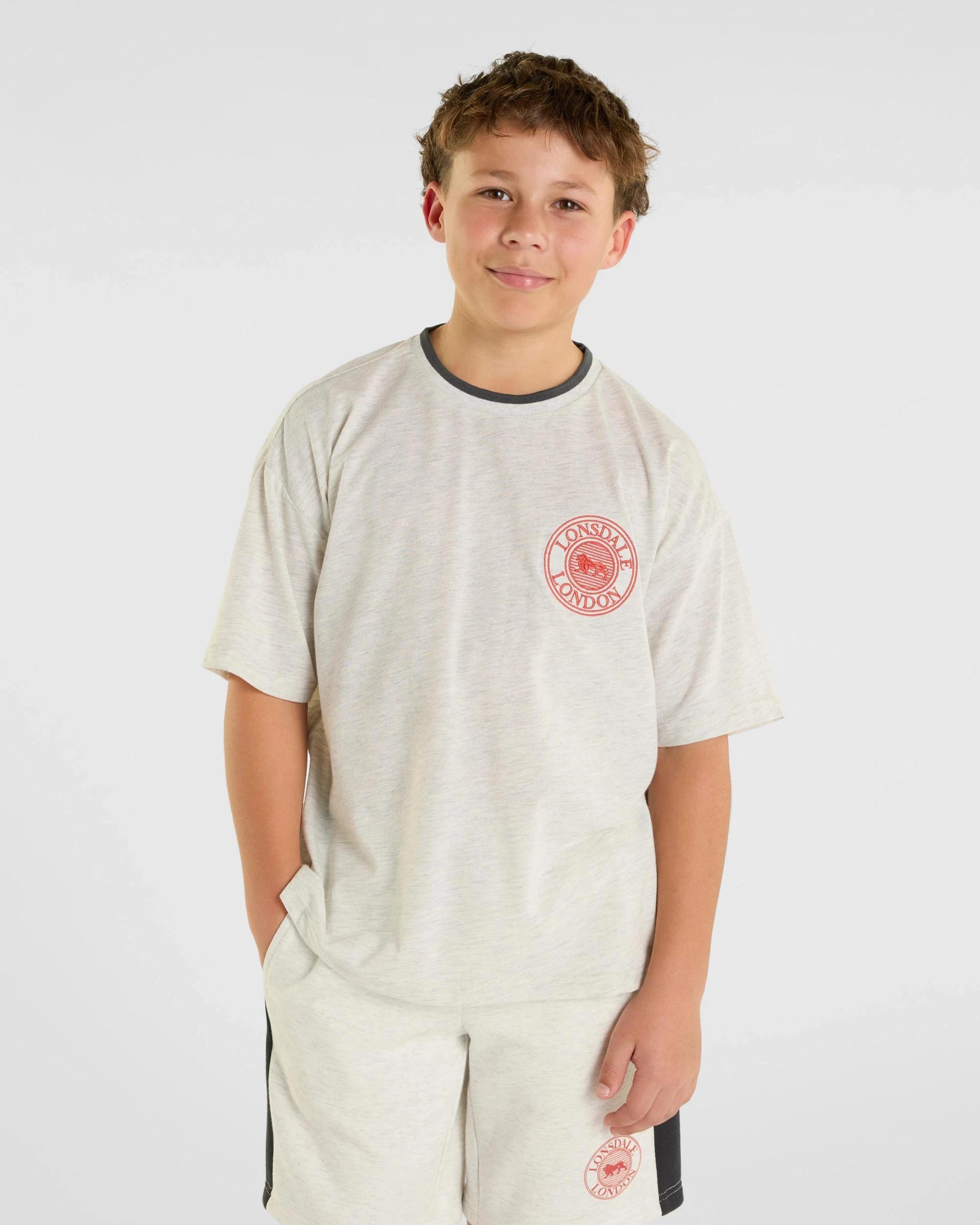 1 Varsity Short Sleeve T-Shirt - Lonsdale London OATMEAL MARLE, 1 of 5