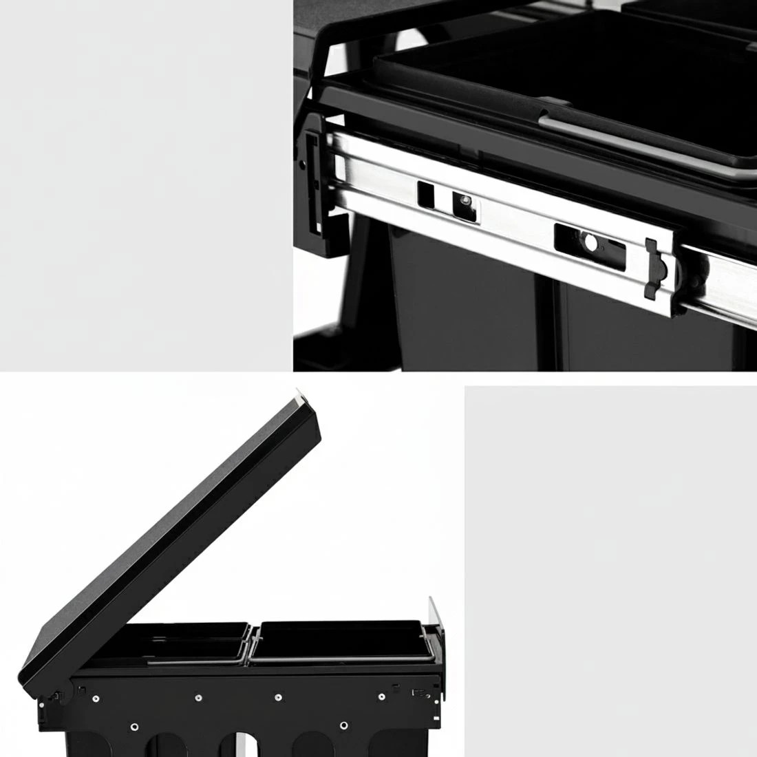 4 Cefito Pull Out Bin Kitchen Triple Slide Garbage Rubbish Bins Basket Blcak 31L - Black, 4 of 4