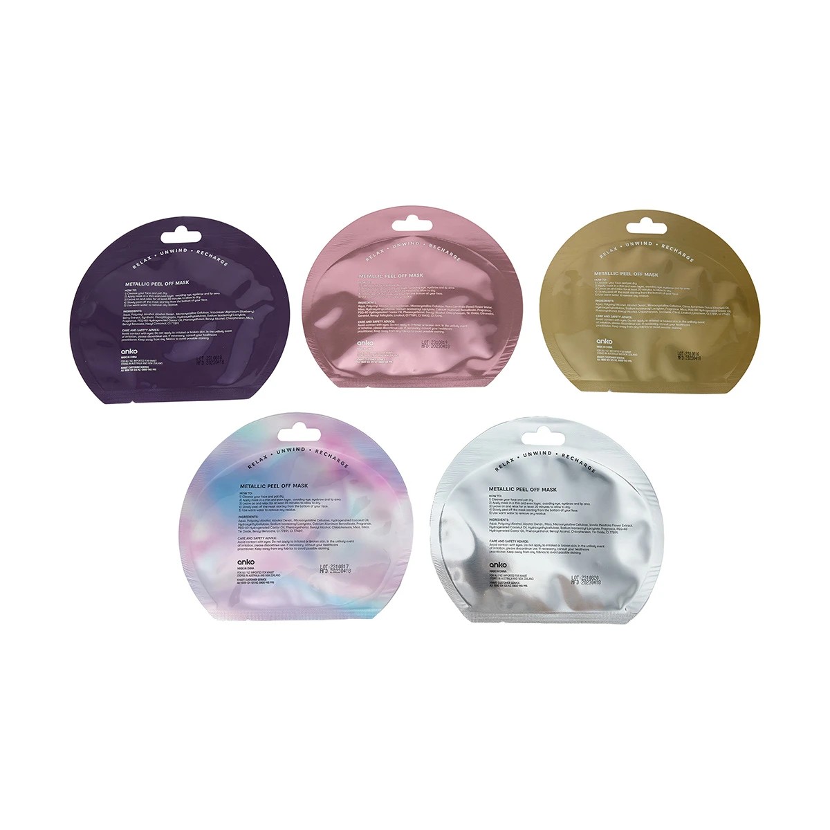 3 5 Pack Metallic Moments Peel Off Face Masks, 3 of 5
