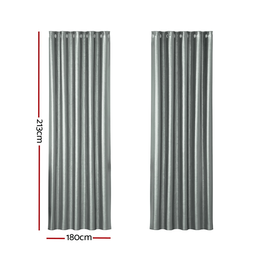 2 Artiss 2X Blockout Curtains Eyelet 180x213cm Shine - Grey, 2 of 6