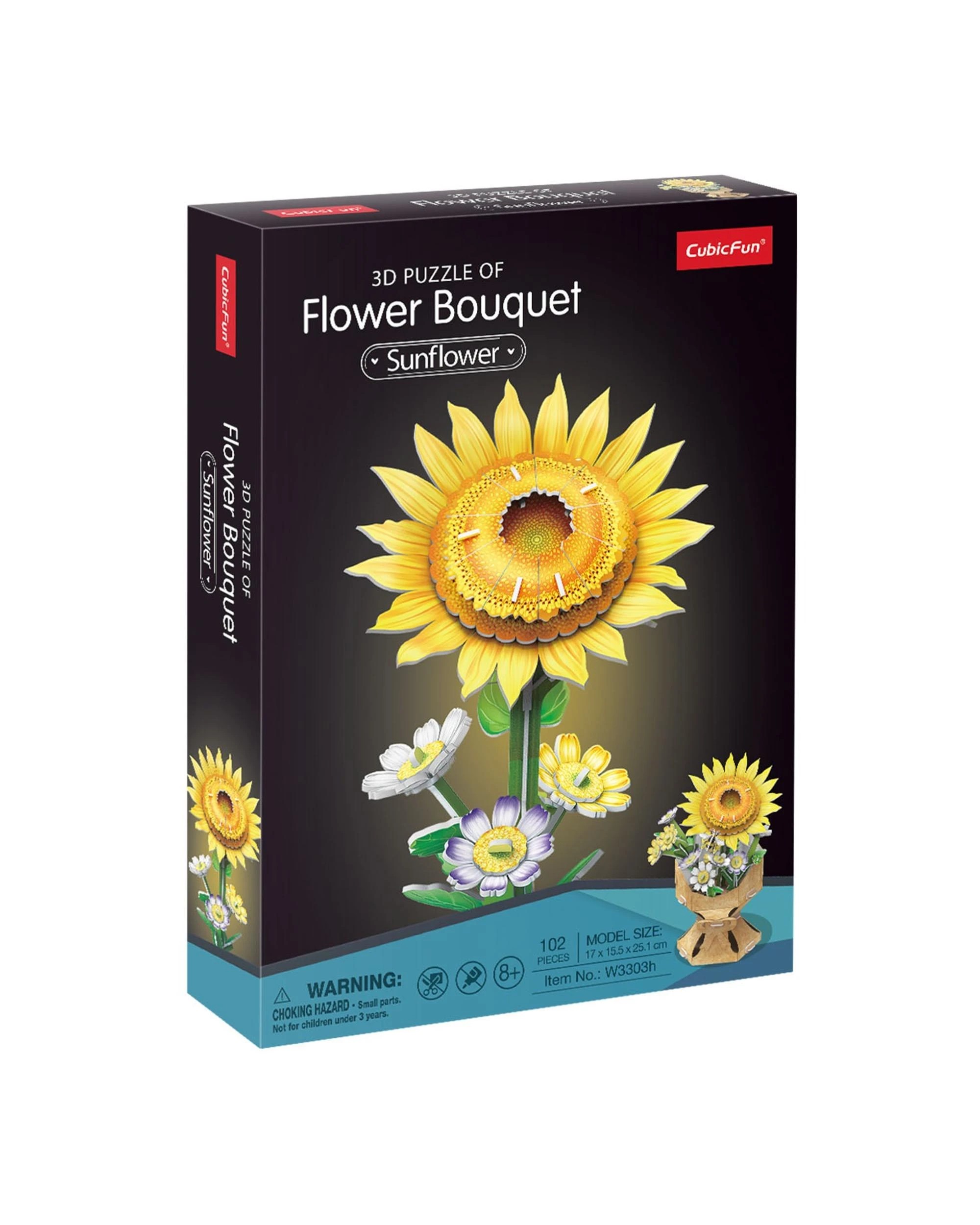 1 CubicFun Flower Bouquet Single Sunflower 102 Piece 3D Puzzle Model Kit, 1 of 1
