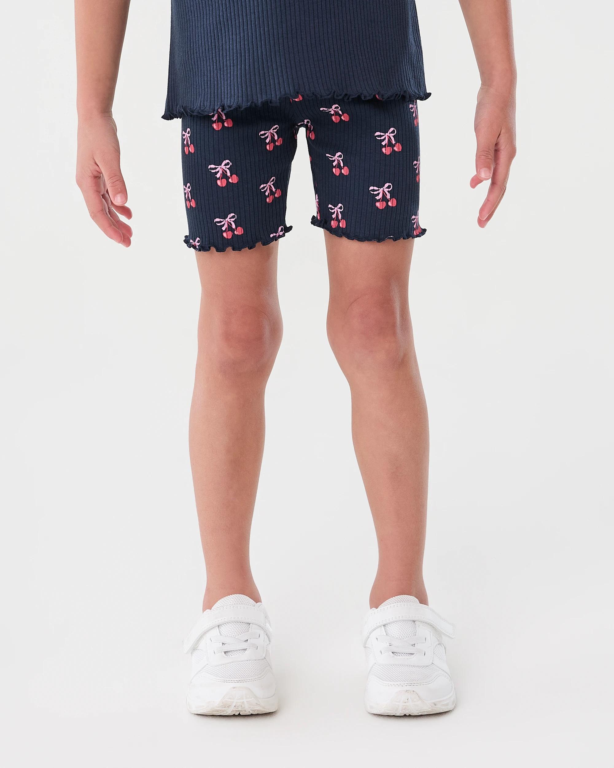1 Printed Ribbed Bike Shorts Blu Cherry, 1 of 6