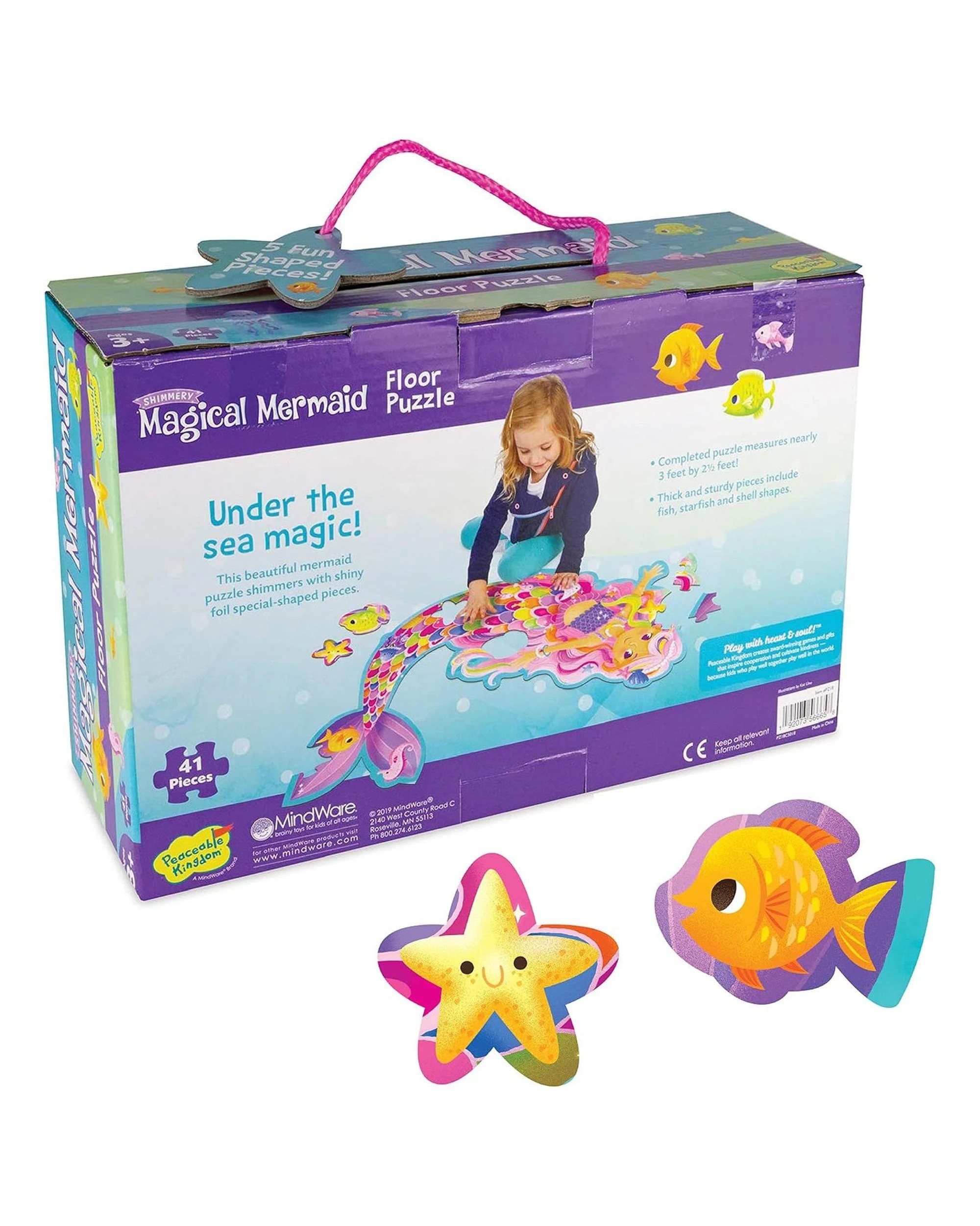 3 Peaceable Kingdom Shimmery Magical Mermaid 41 Piece Floor Jigsaw Puzzle, 3 of 3