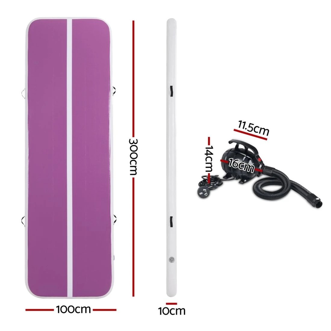 2 Everfit 3M Air Track Gymnastics Tumbling Exercise Yoga Mat W/ Pump Inflatable - Multi, 2 of 6