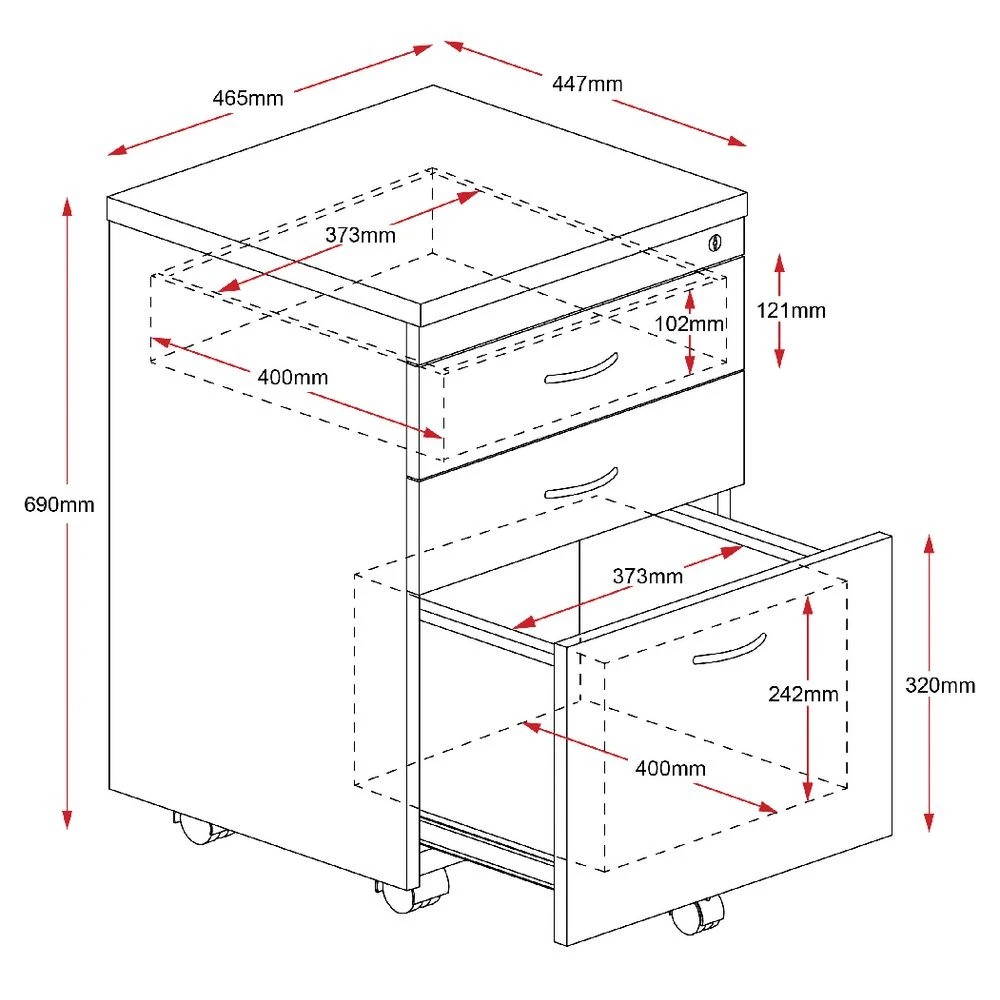 2 Rapid Span 3 Drawer Mobile Pedestal Beech Cabinets Pedestals, 2 of 2