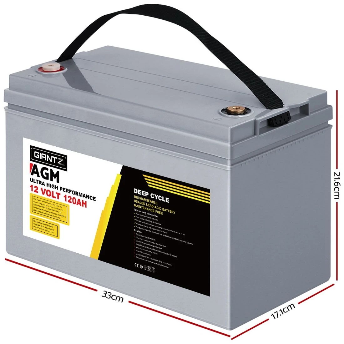 2 Giantz AGM Deep Cycle Battery 12V 120Ah Box Portable Solar Caravan Camping - Grey, 2 of 6
