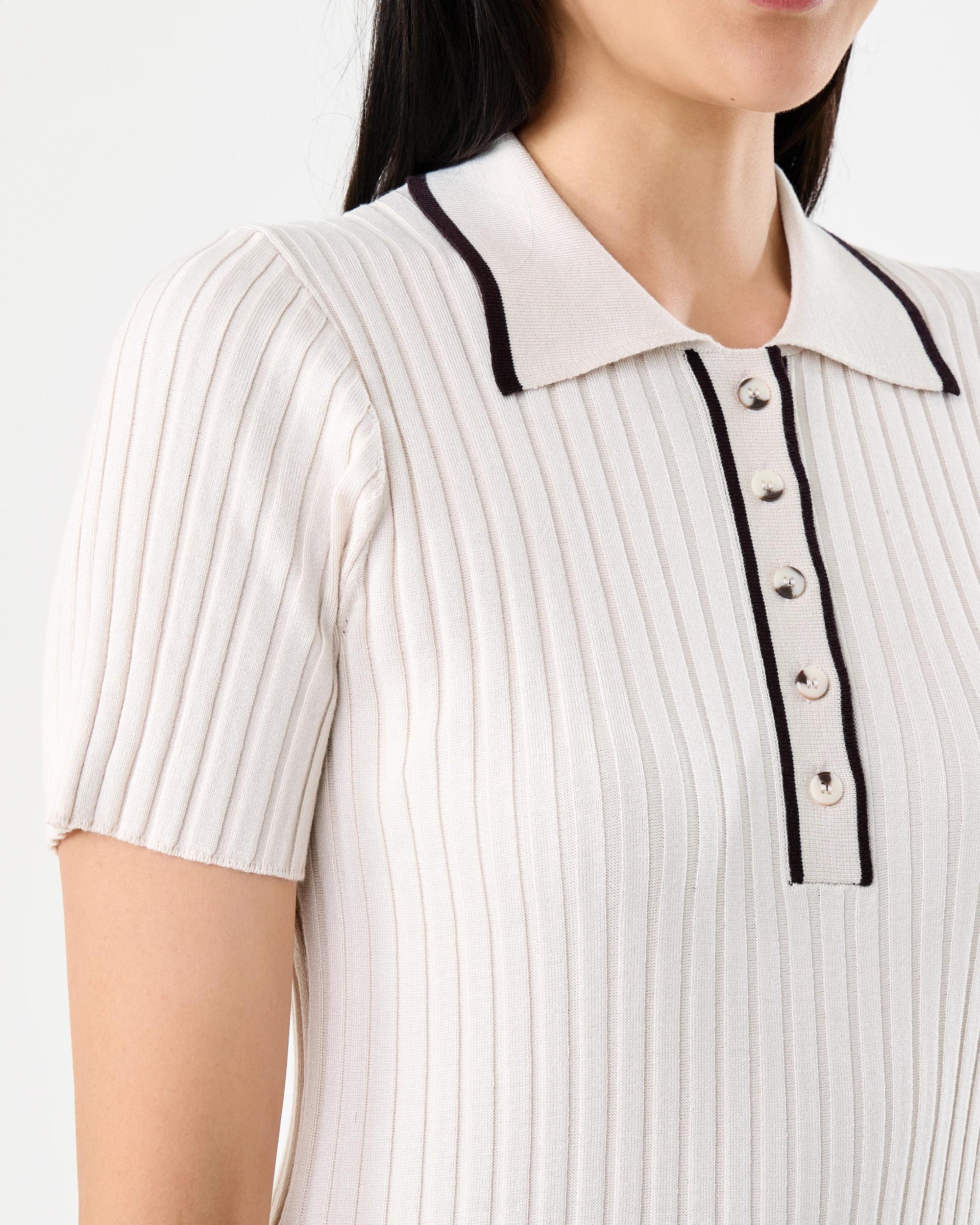 6 Short Sleeve True Knit Polo Midi Dress Nat Beige, 6 of 6
