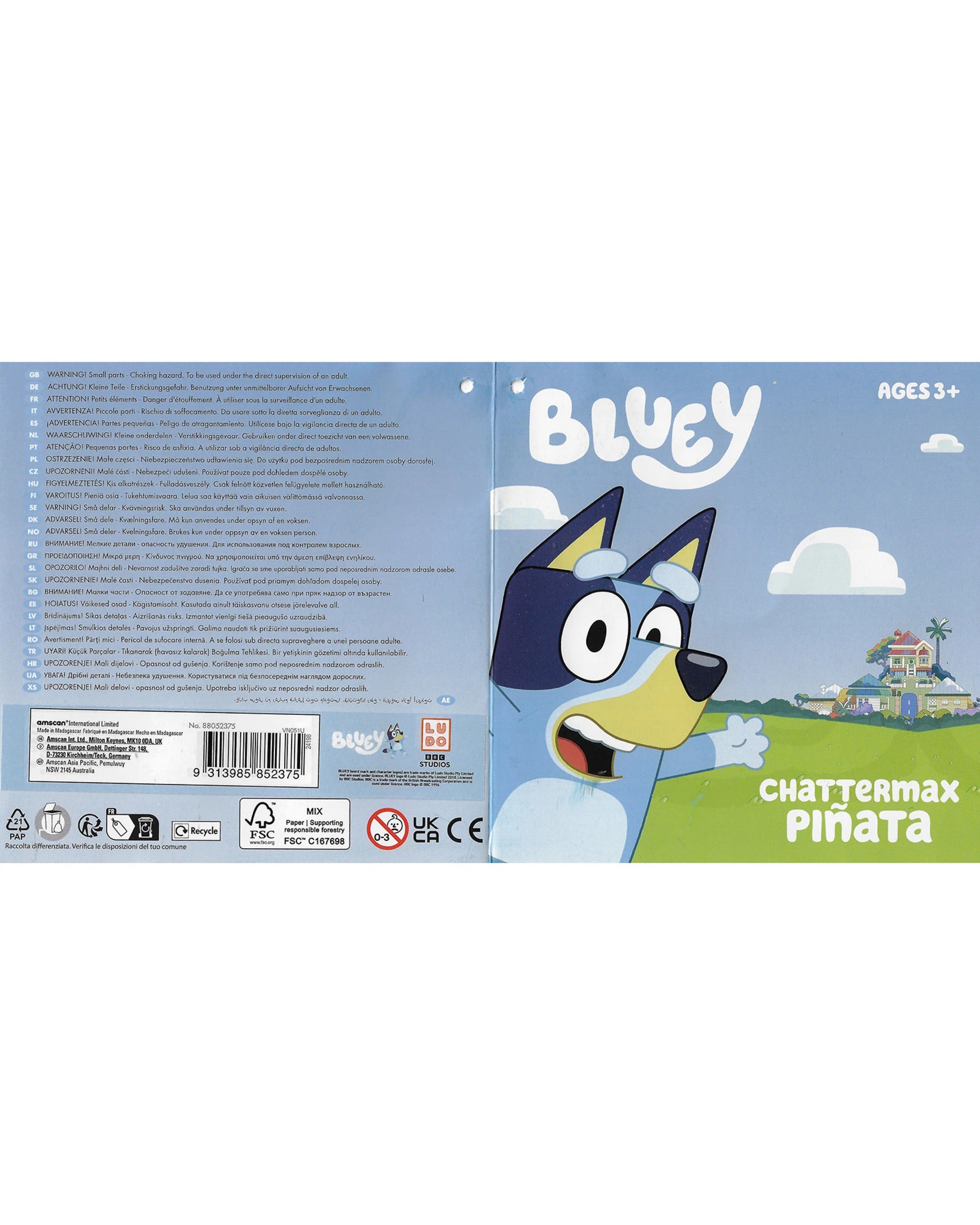 3 CCDS Bluey Chattermax Pull String Pinata - Purple, 3 of 4