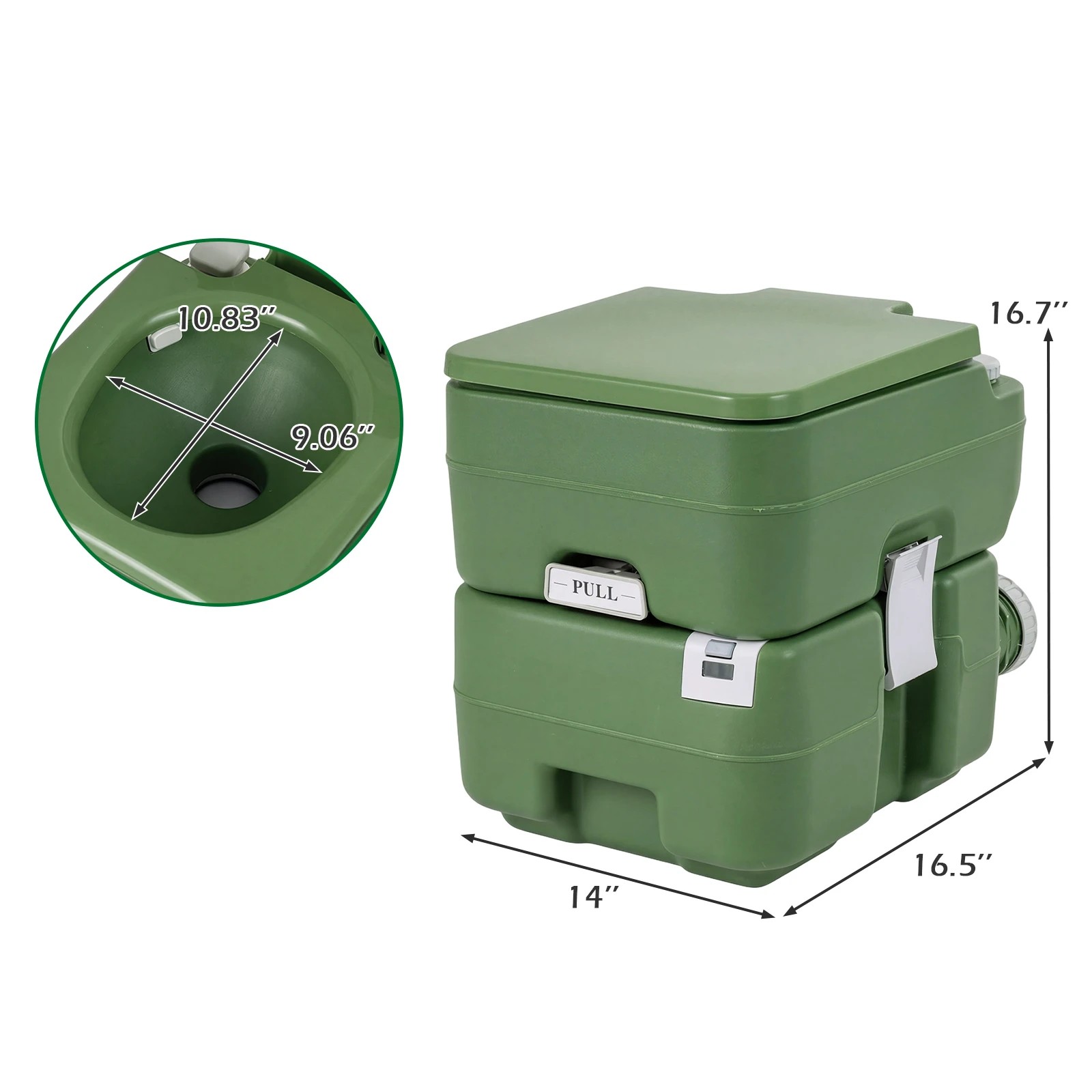 3 Costway Portable Camping Toilet Outdoor 120 Flush Porta Potty w/22L Detachable Waste Tank - Green, 3 of 3